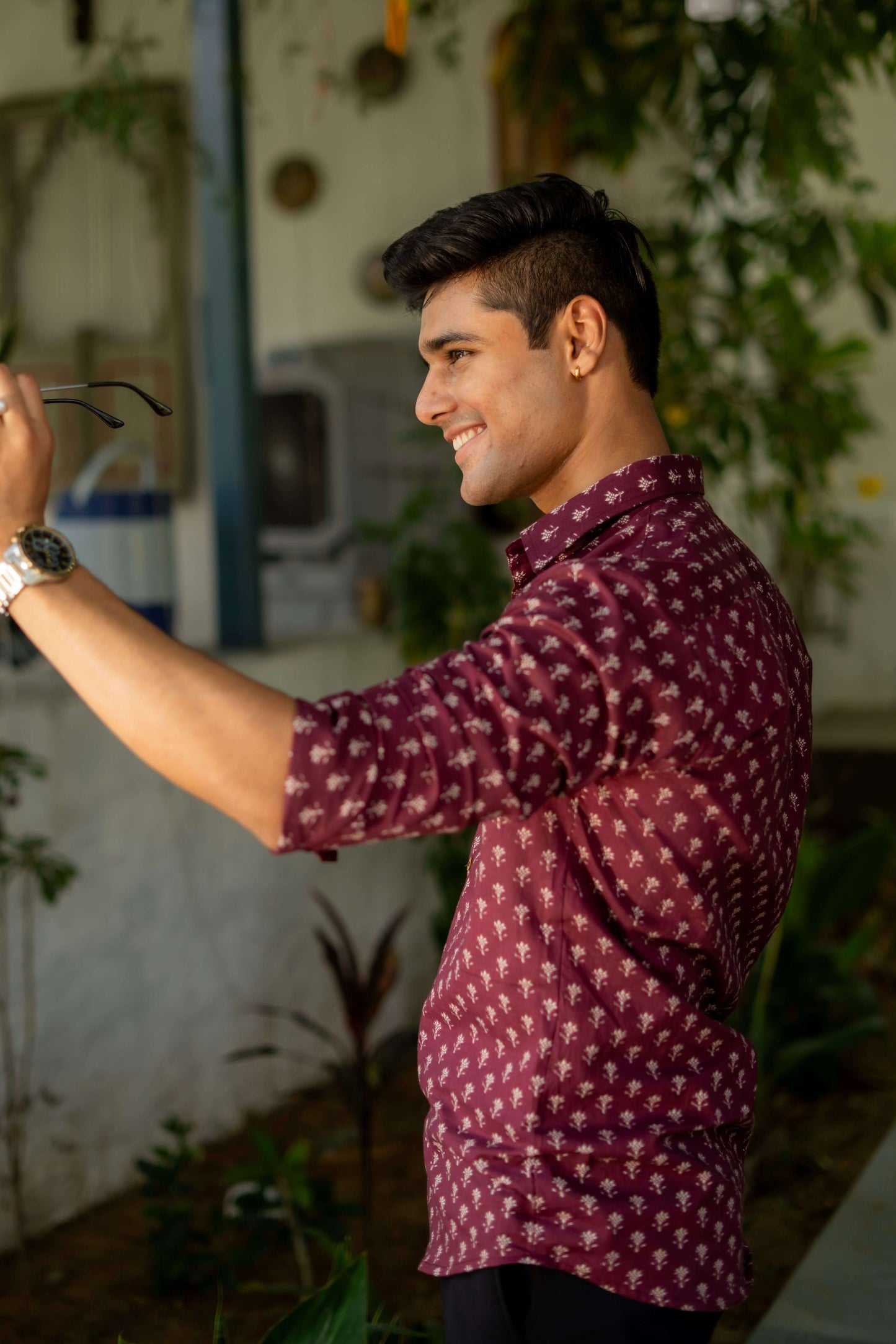 The Vintage Maroon Shirt With Butti Print