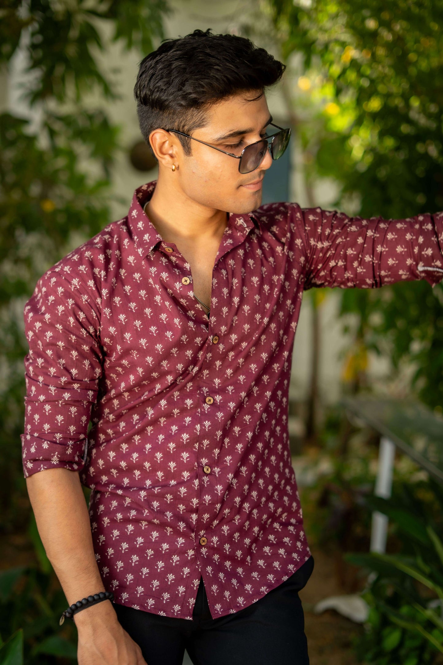 The Vintage Maroon Shirt With Butti Print