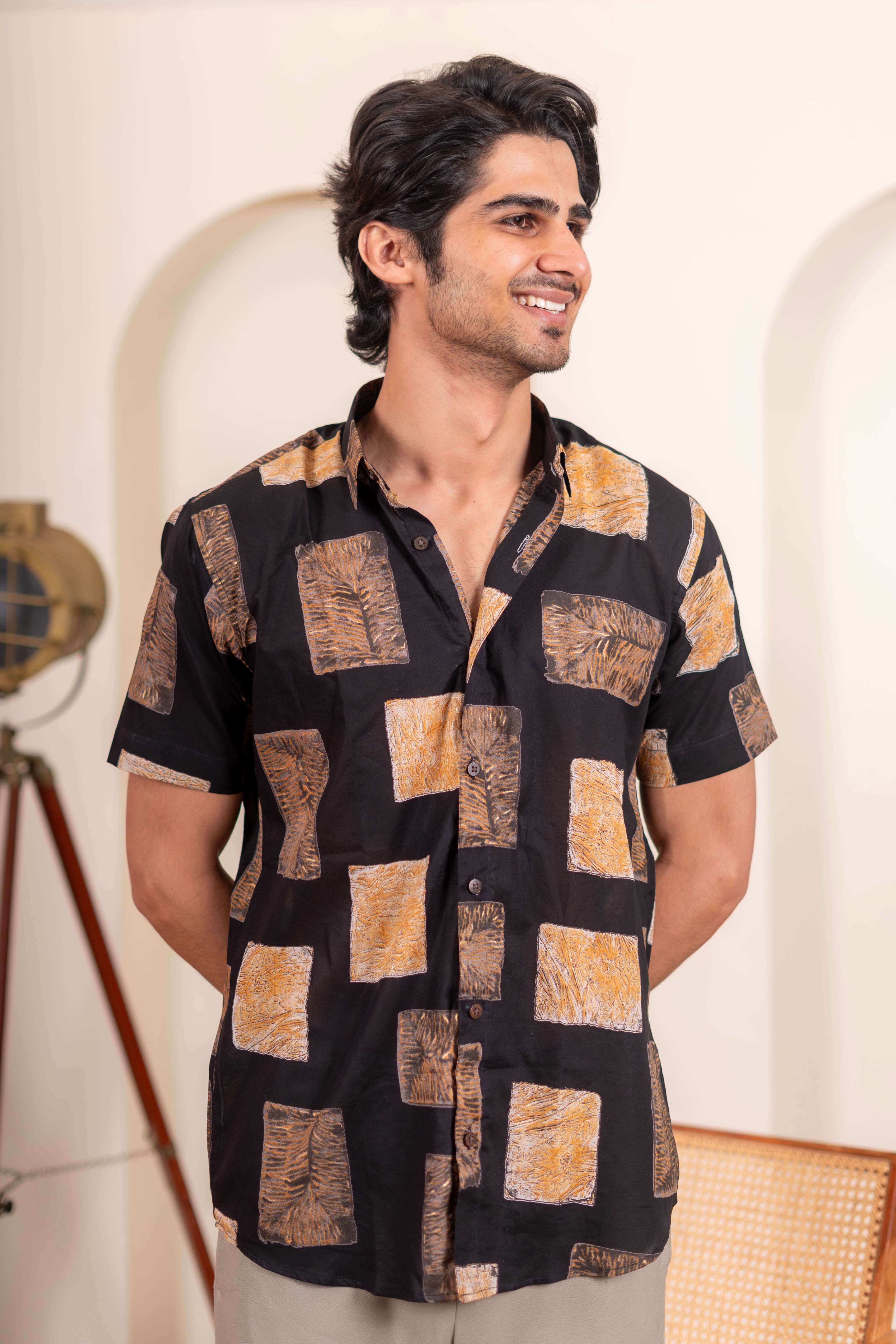 The Black Golden Floral Block Shirt