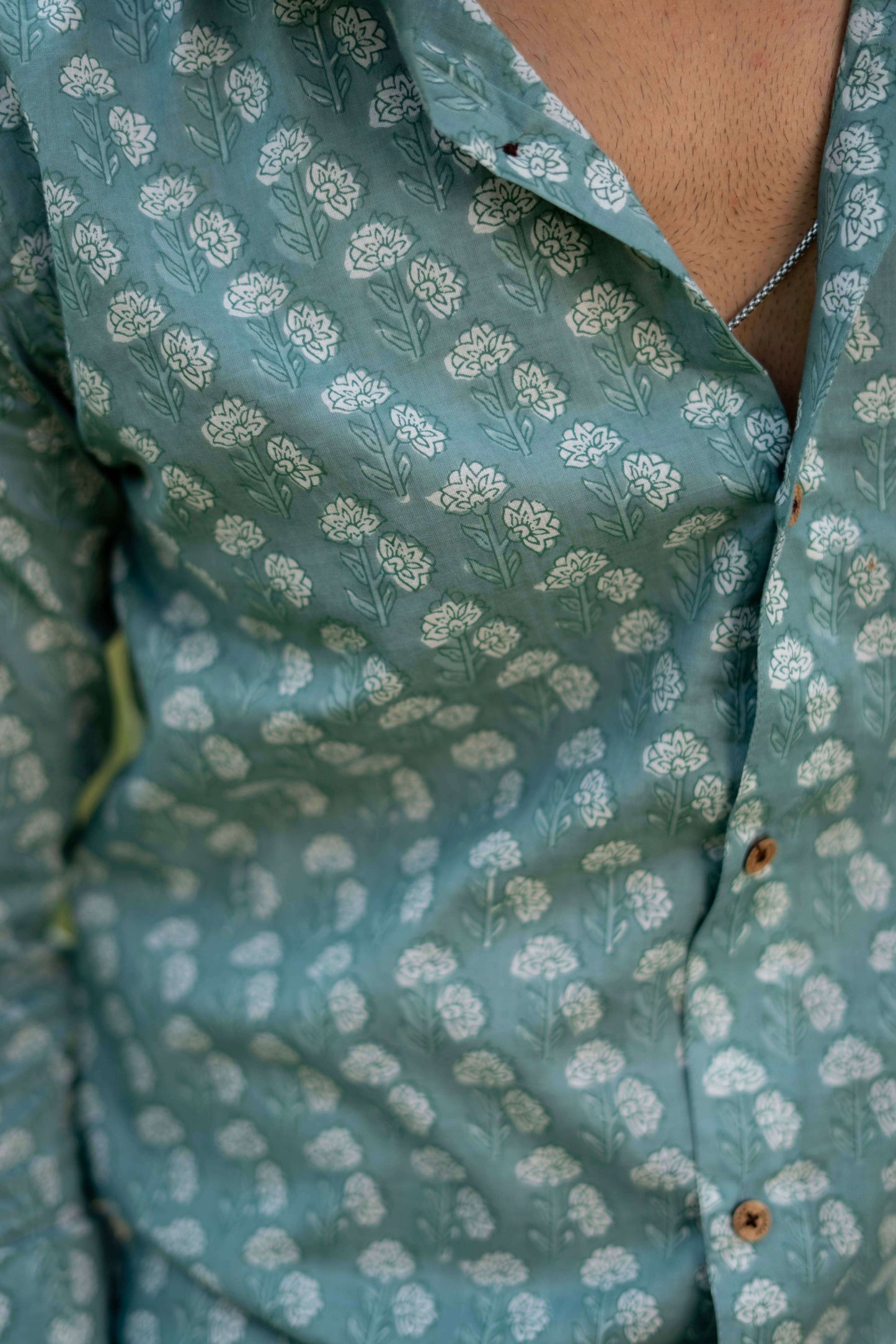 The Aqua Green Shirt with White Flower Print