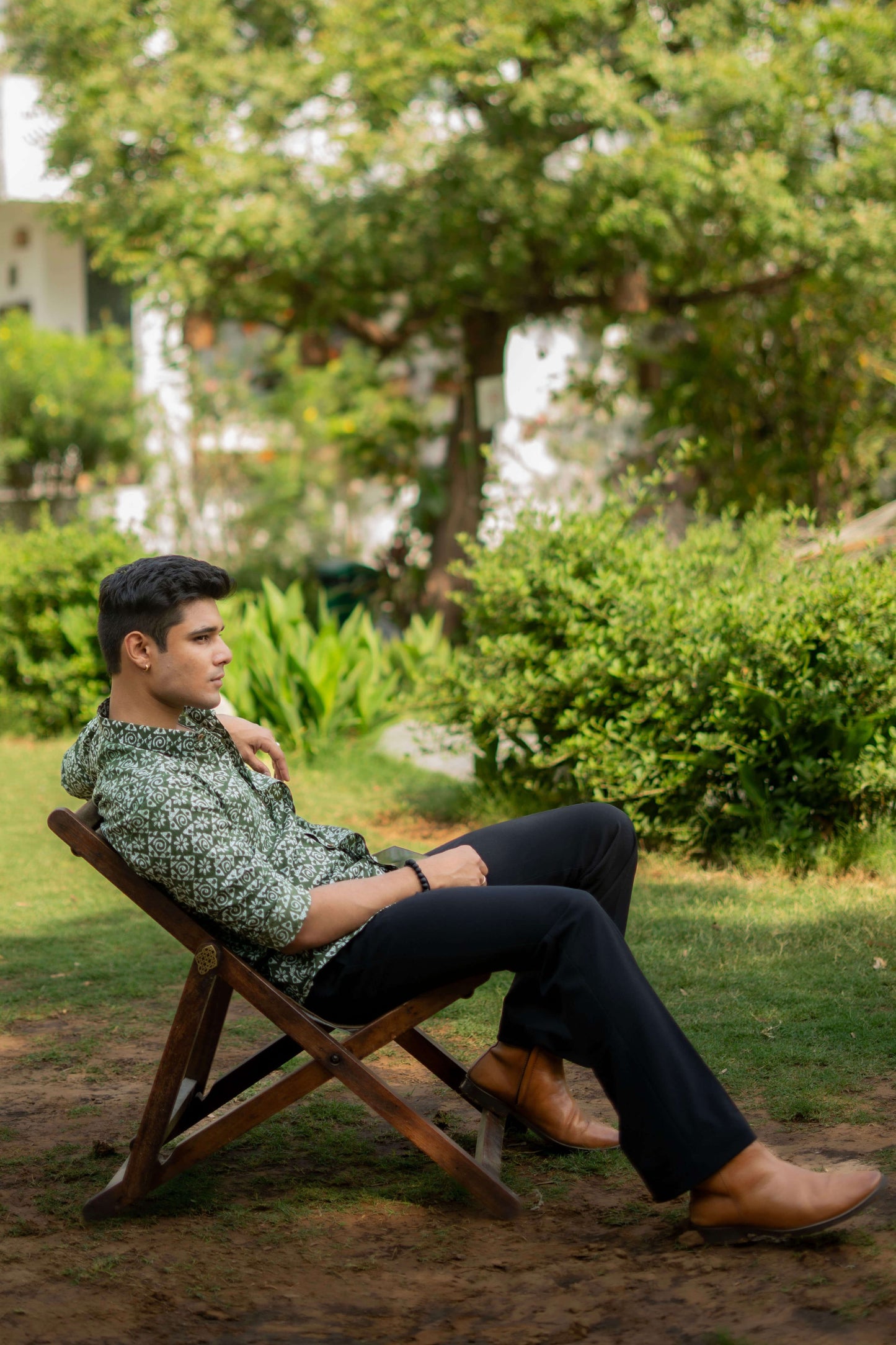 The Pistachio Green Shirt with Tribal Print