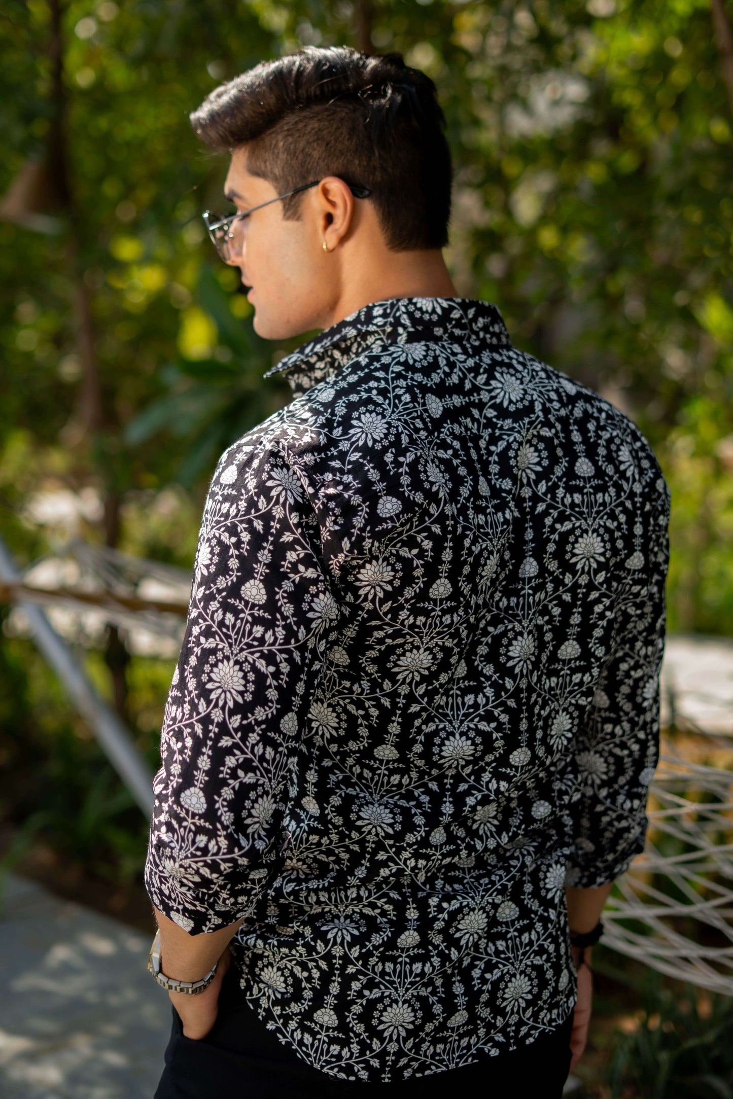 The Black Shirt With White Dabu Print