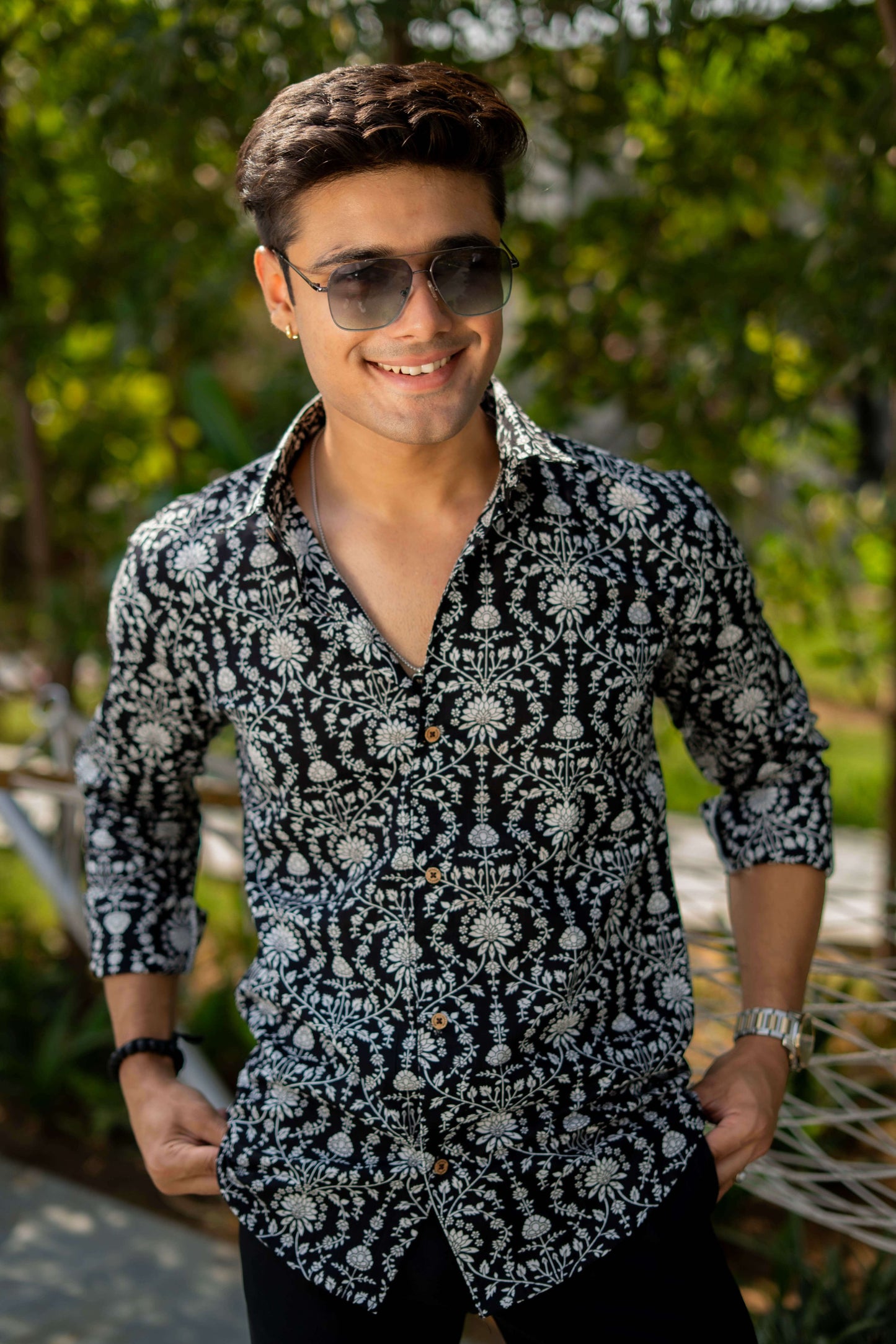 The Black Shirt With White Dabu Print