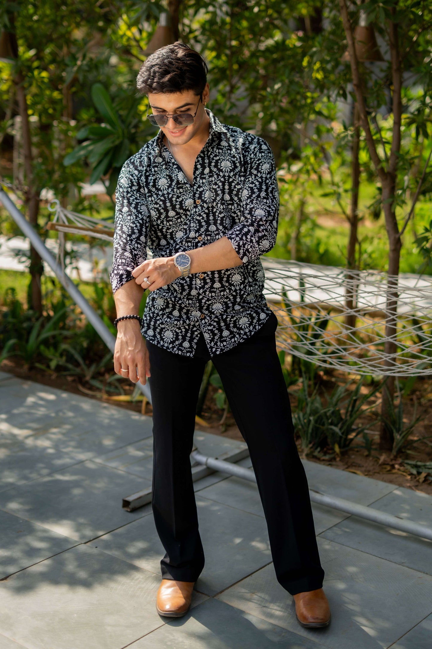 The Black Shirt With White Dabu Print