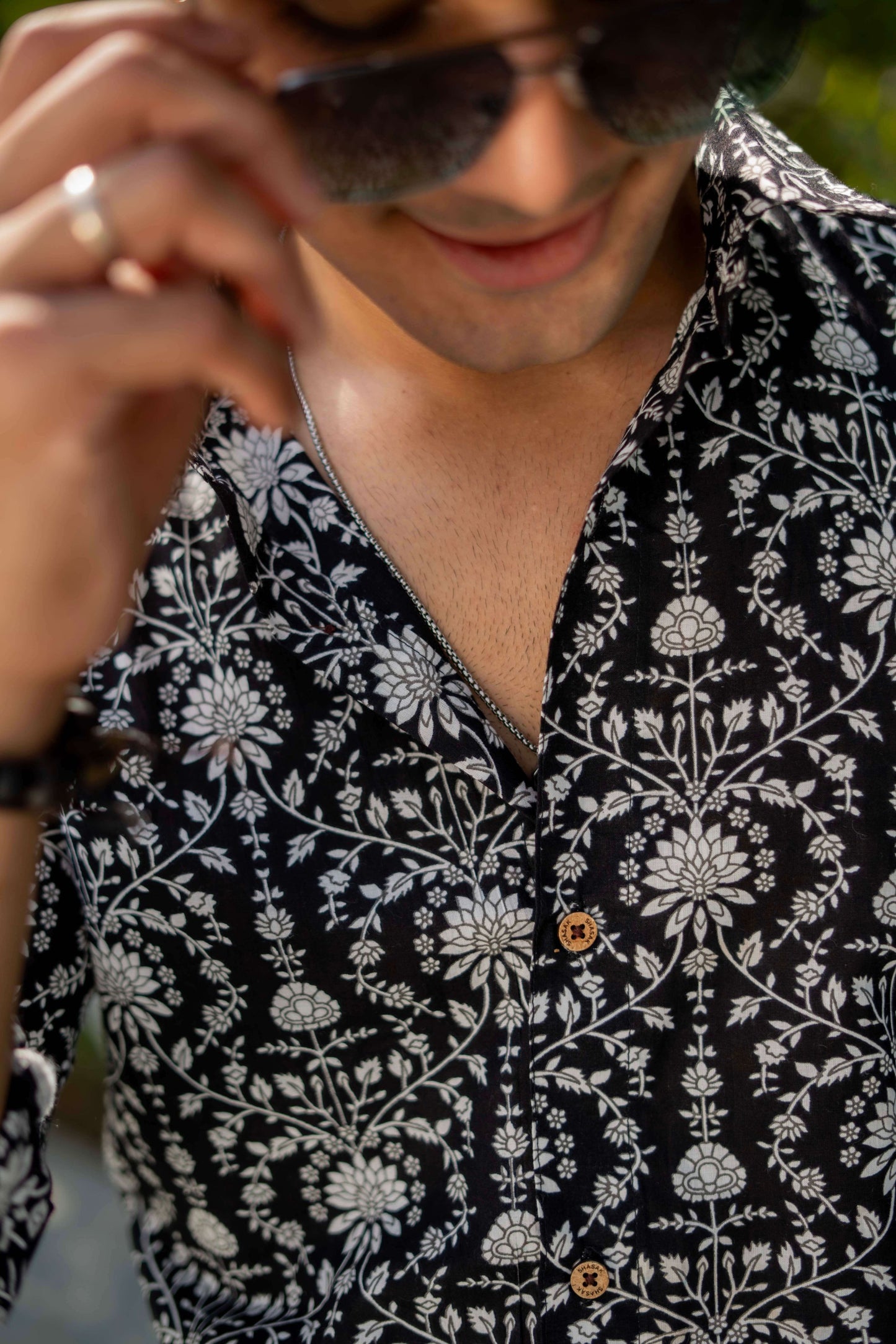The Black Shirt With White Dabu Print