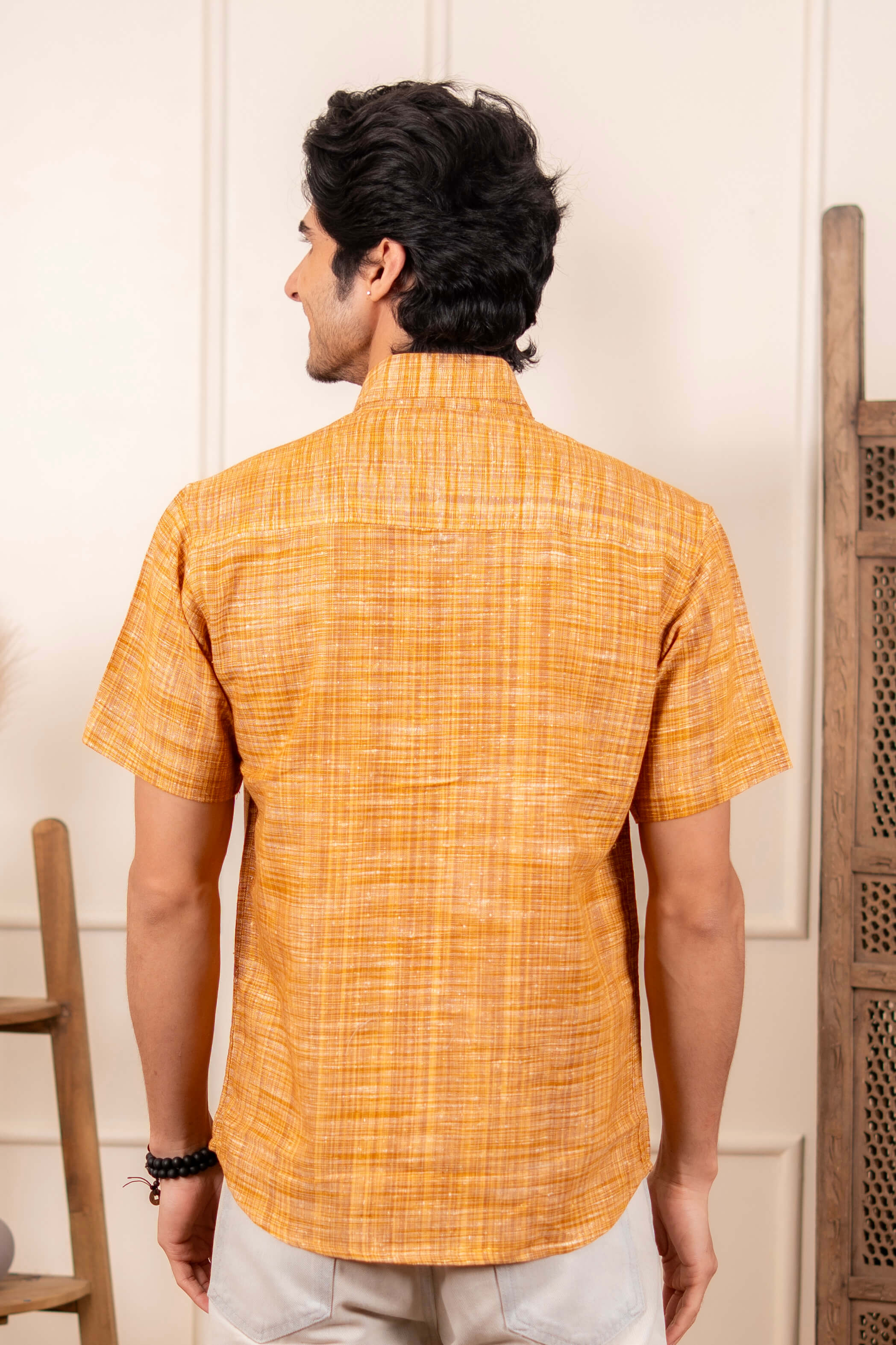 The Rustic Yellow Orange Handwoven Shirt