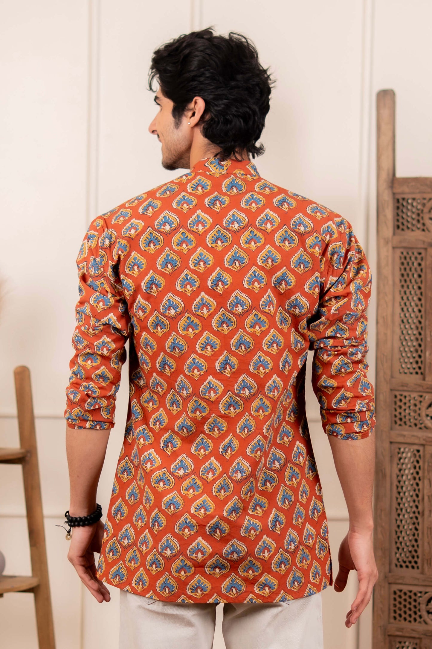 The Red Traditional Butti Print Short Kurta