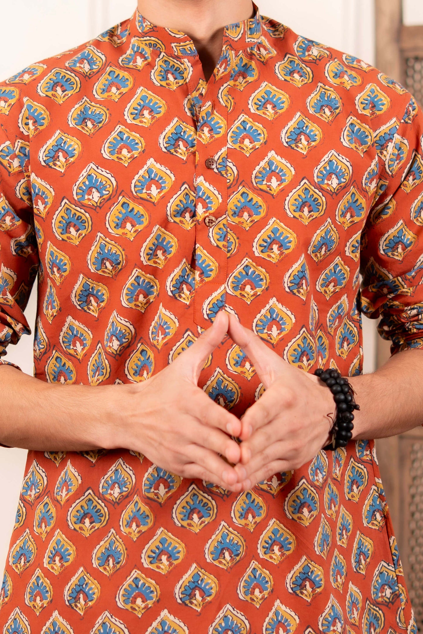 The Red Traditional Butti Print Short Kurta