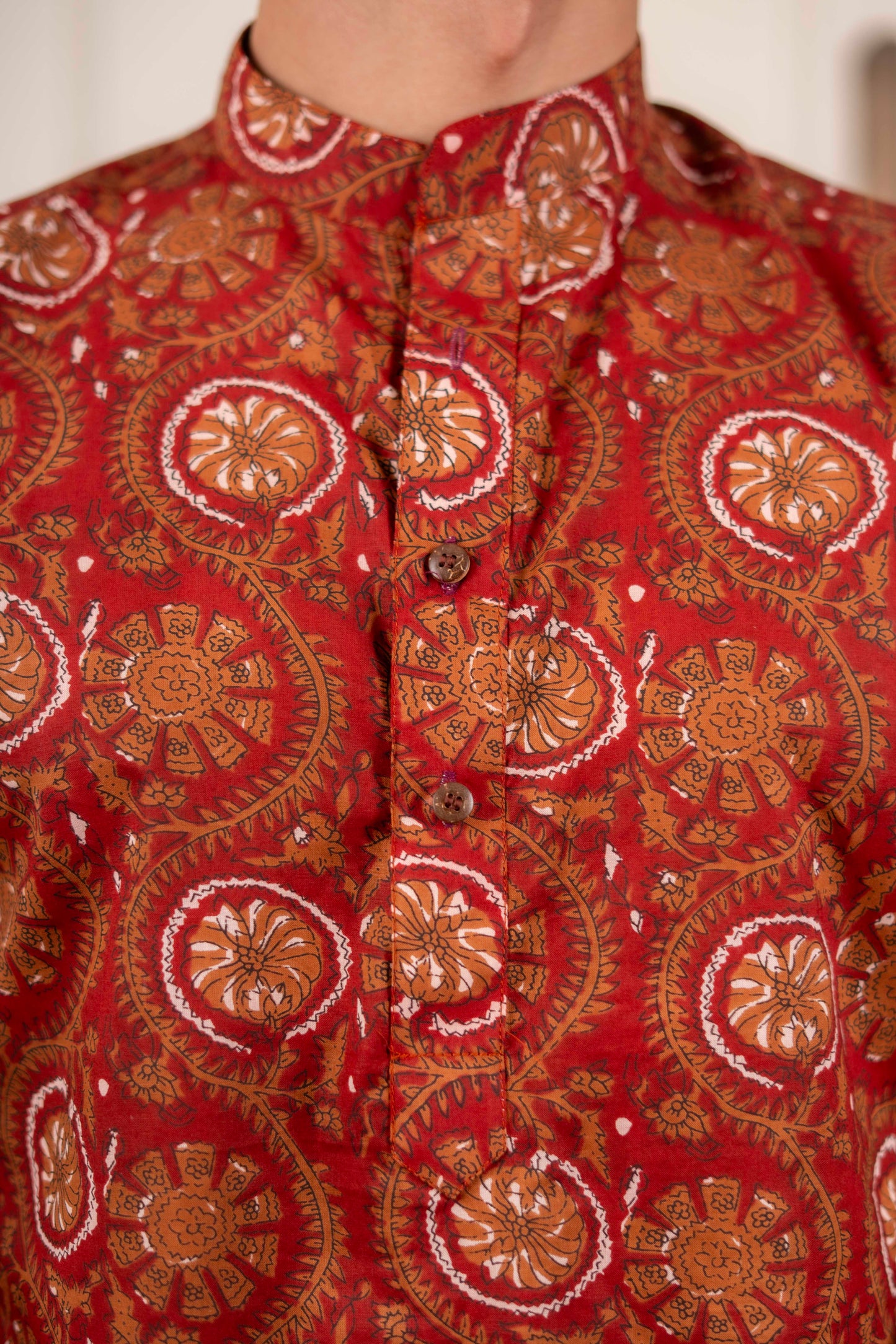 The Deep Maroon Petal Floral Short Kurta