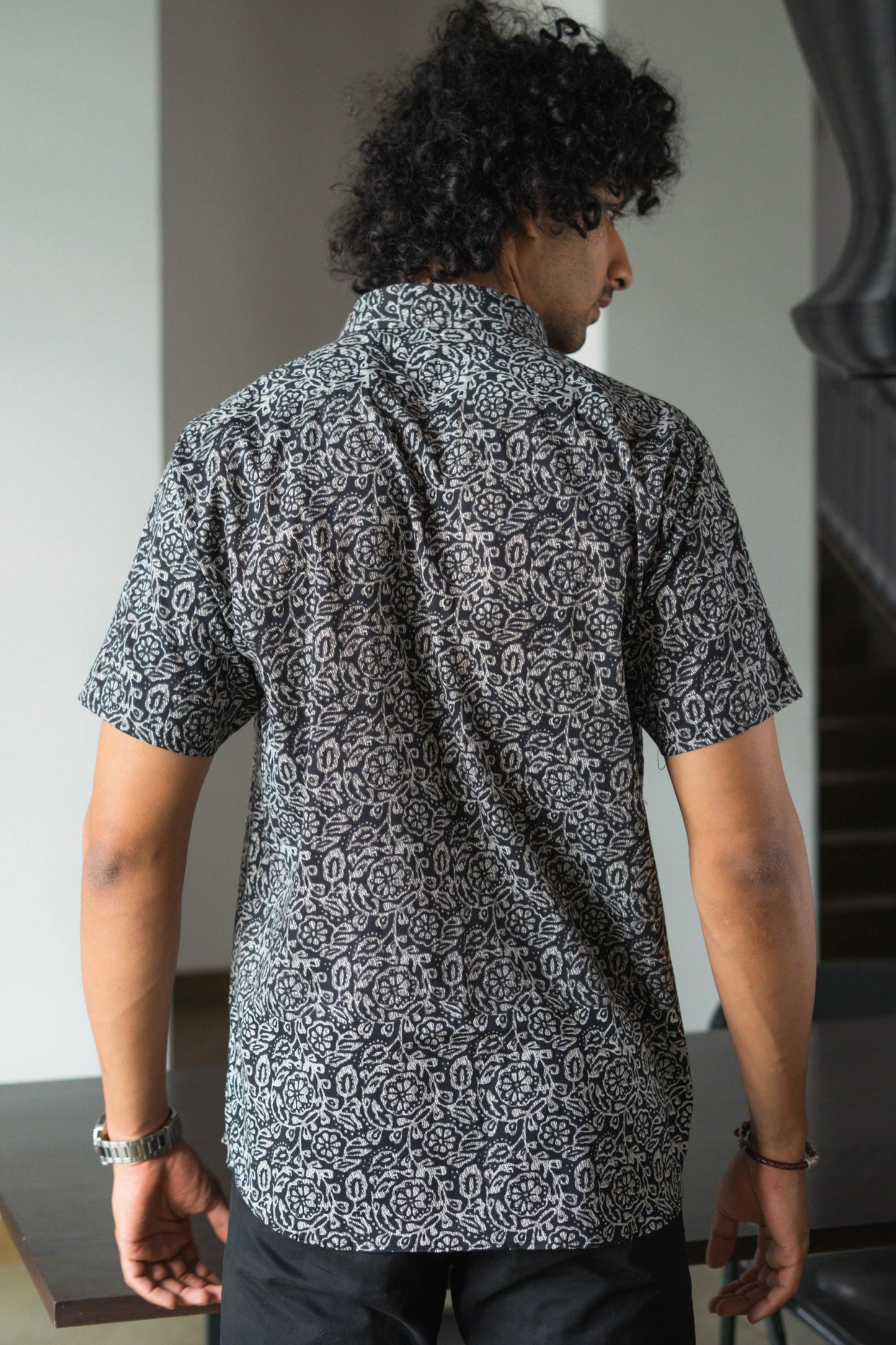 The Black And Brown All-Over Floral Print Shirt (Half Sleeves)