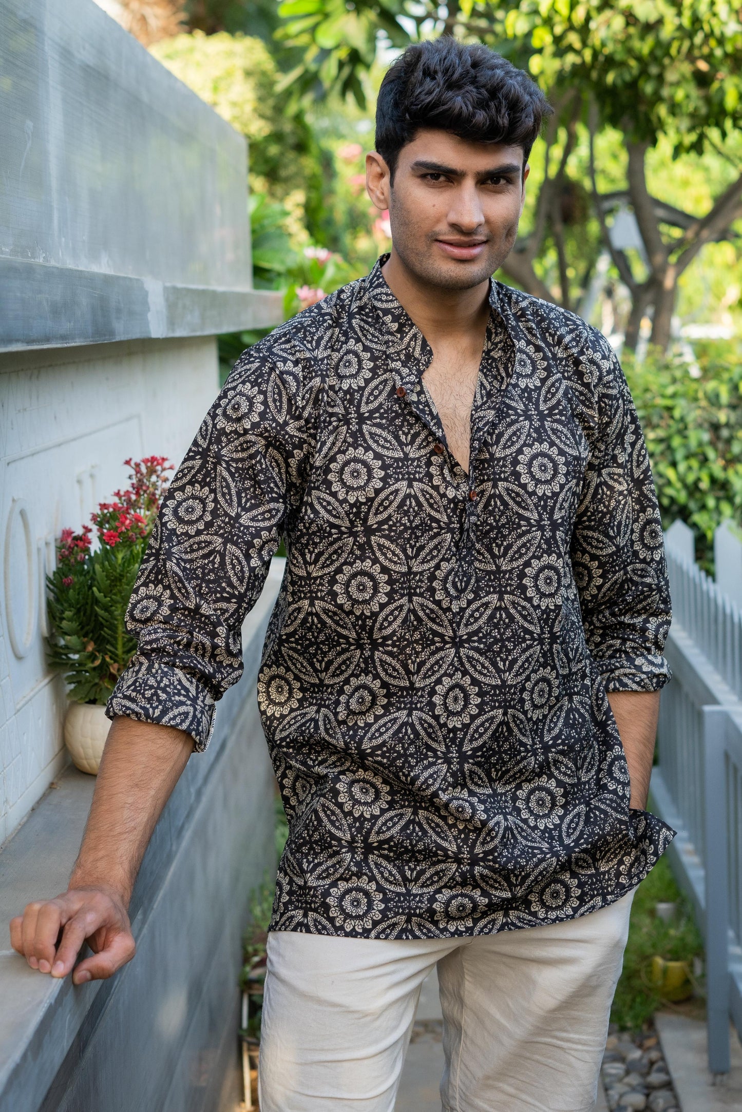 The Comic Black Printed Short Kurta
