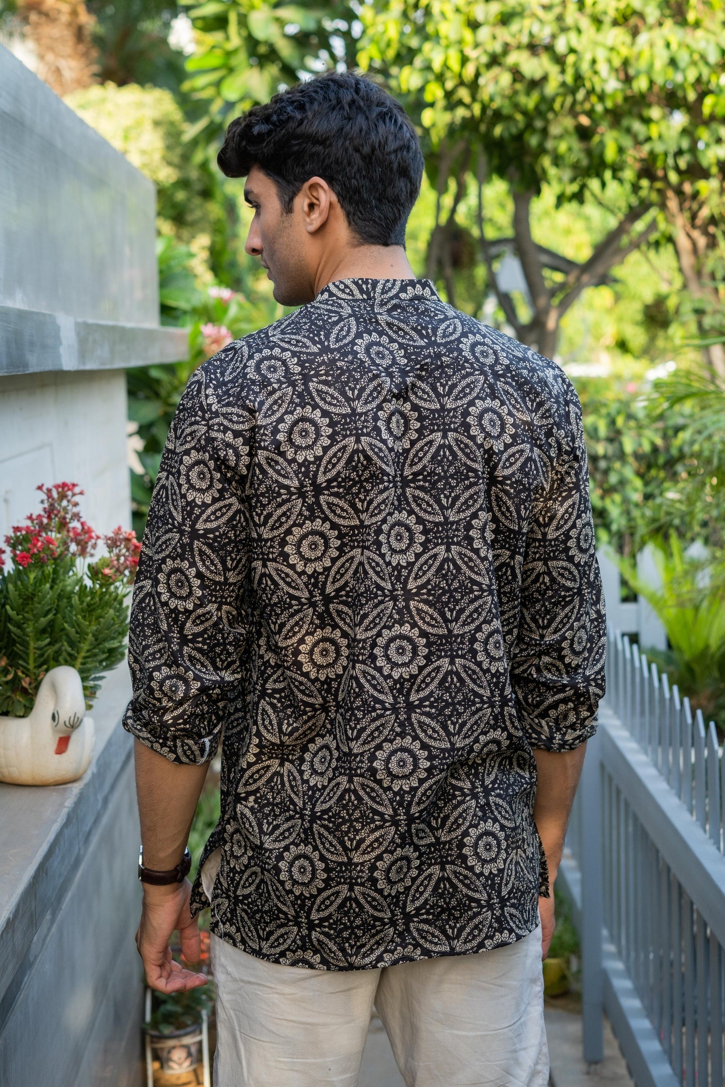 The Comic Black Printed Short Kurta