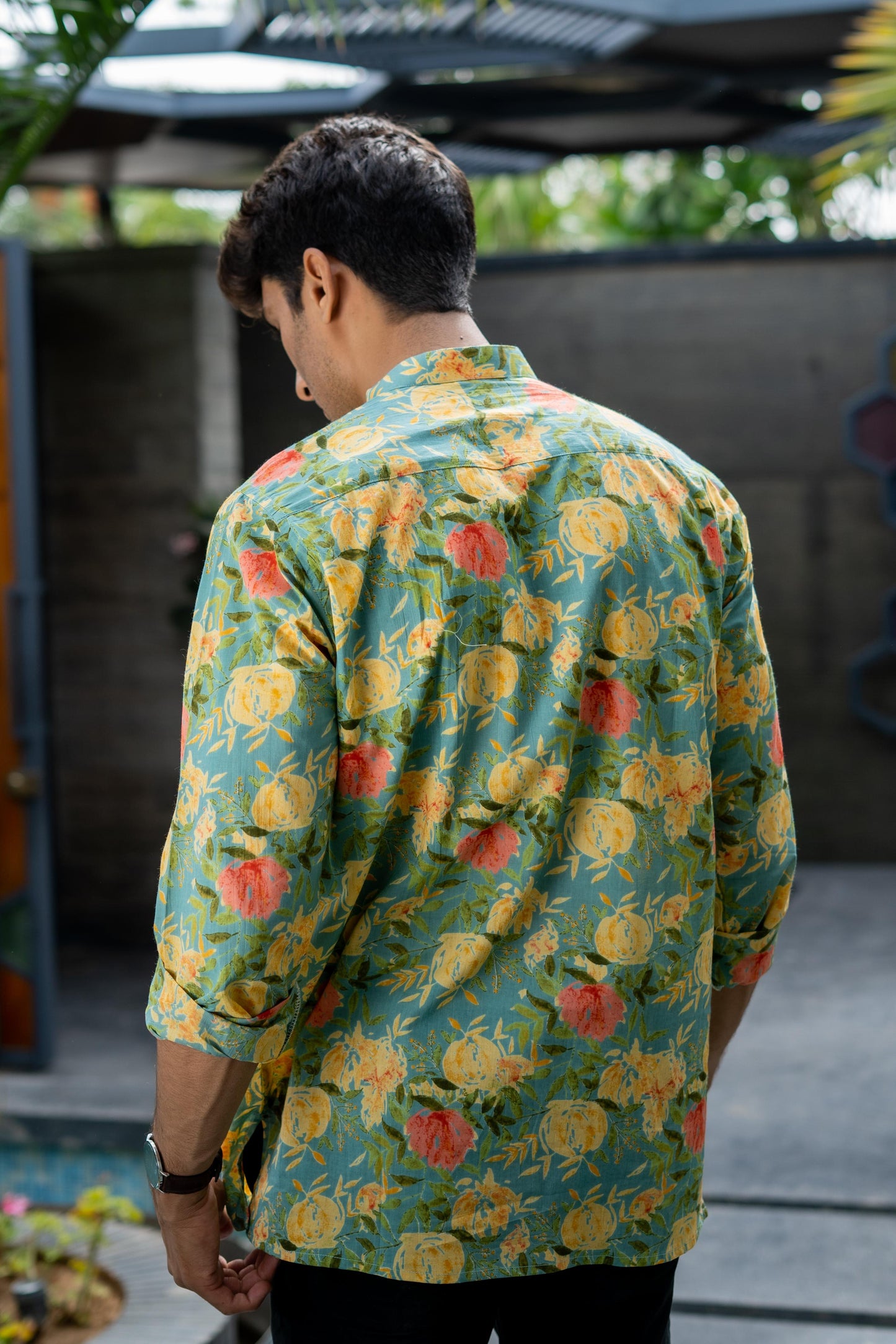 The Funky Green And Yellow All-Over Floral Print Short Kurta