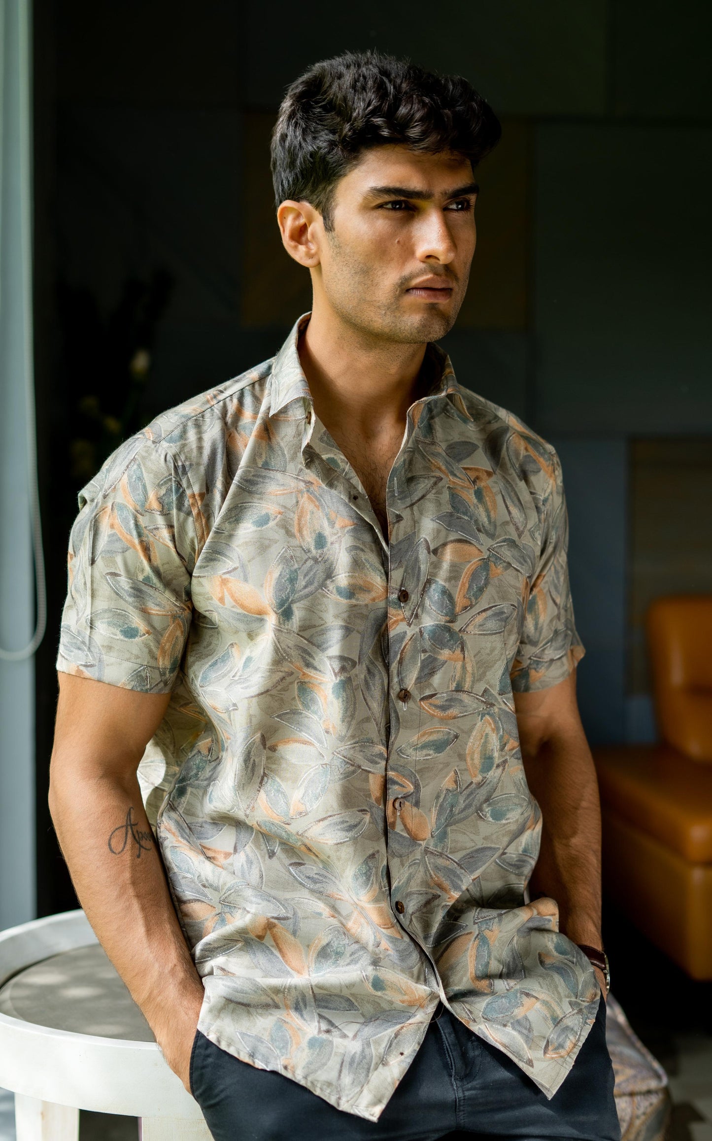 The Olive Green Party Shirt (Half Sleeves)