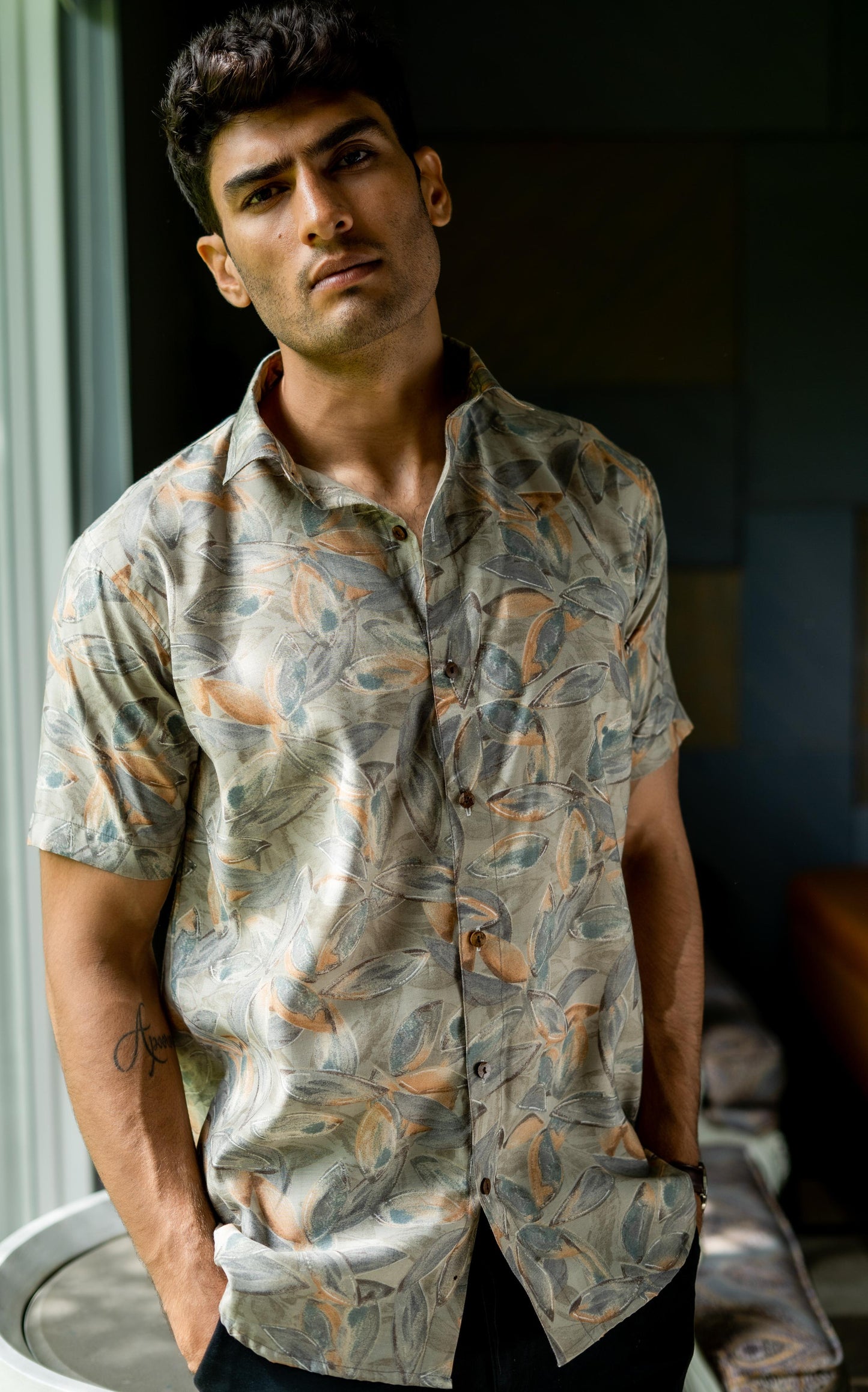 The Olive Green Party Shirt (Half Sleeves)