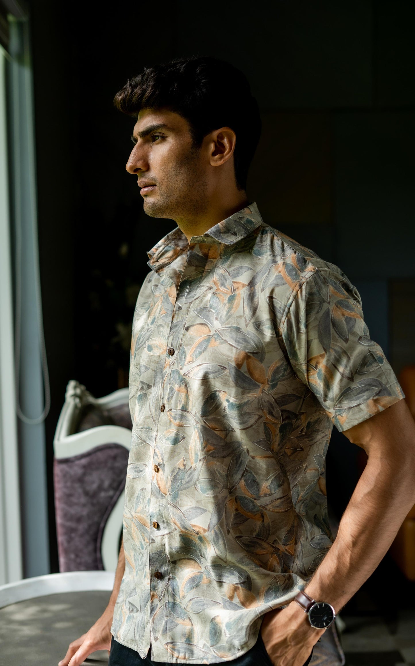 The Olive Green Party Shirt (Half Sleeves)