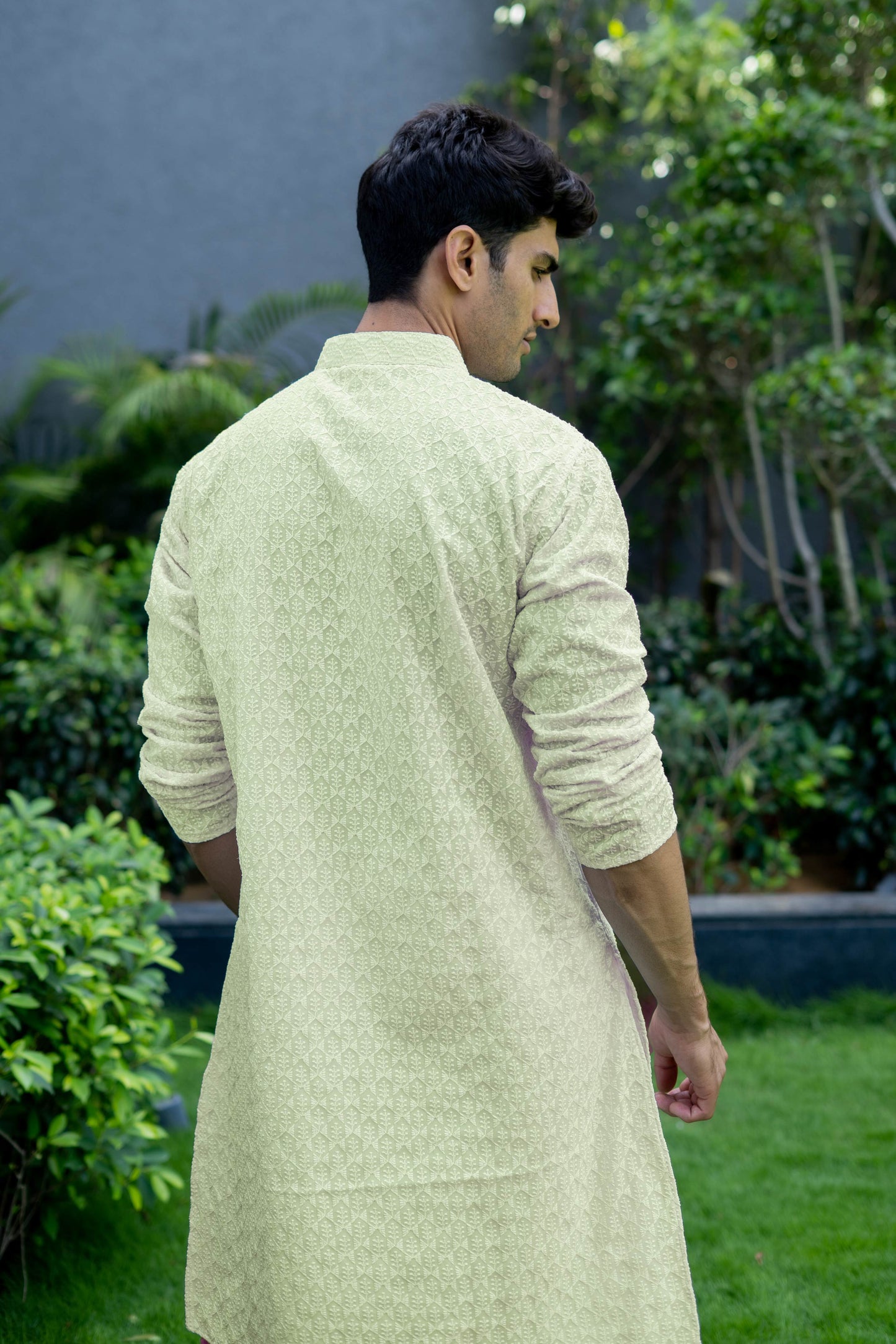 The Lime Yellow ChikanKari Long Kurta