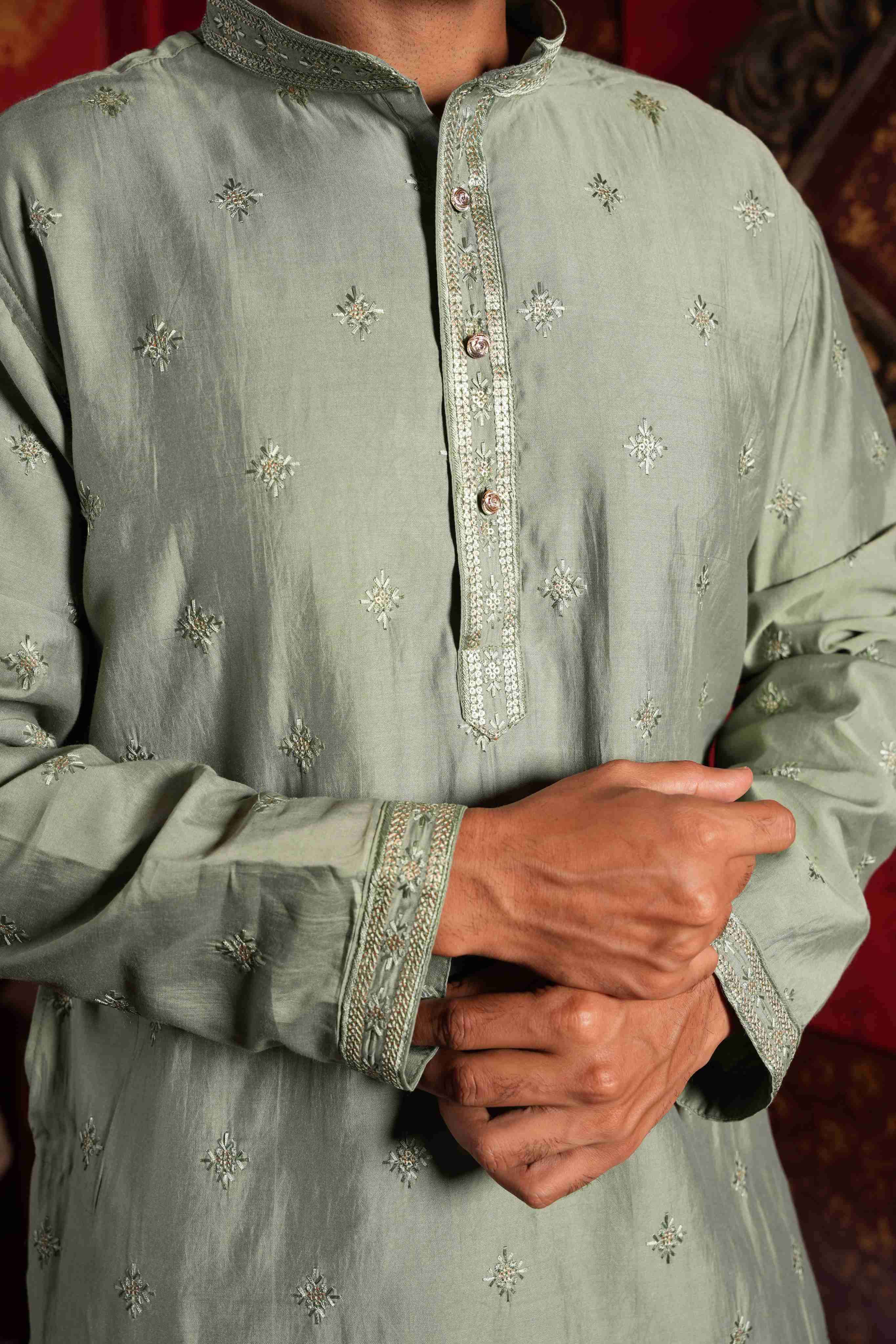 Sage Green Mirror Work Kurta