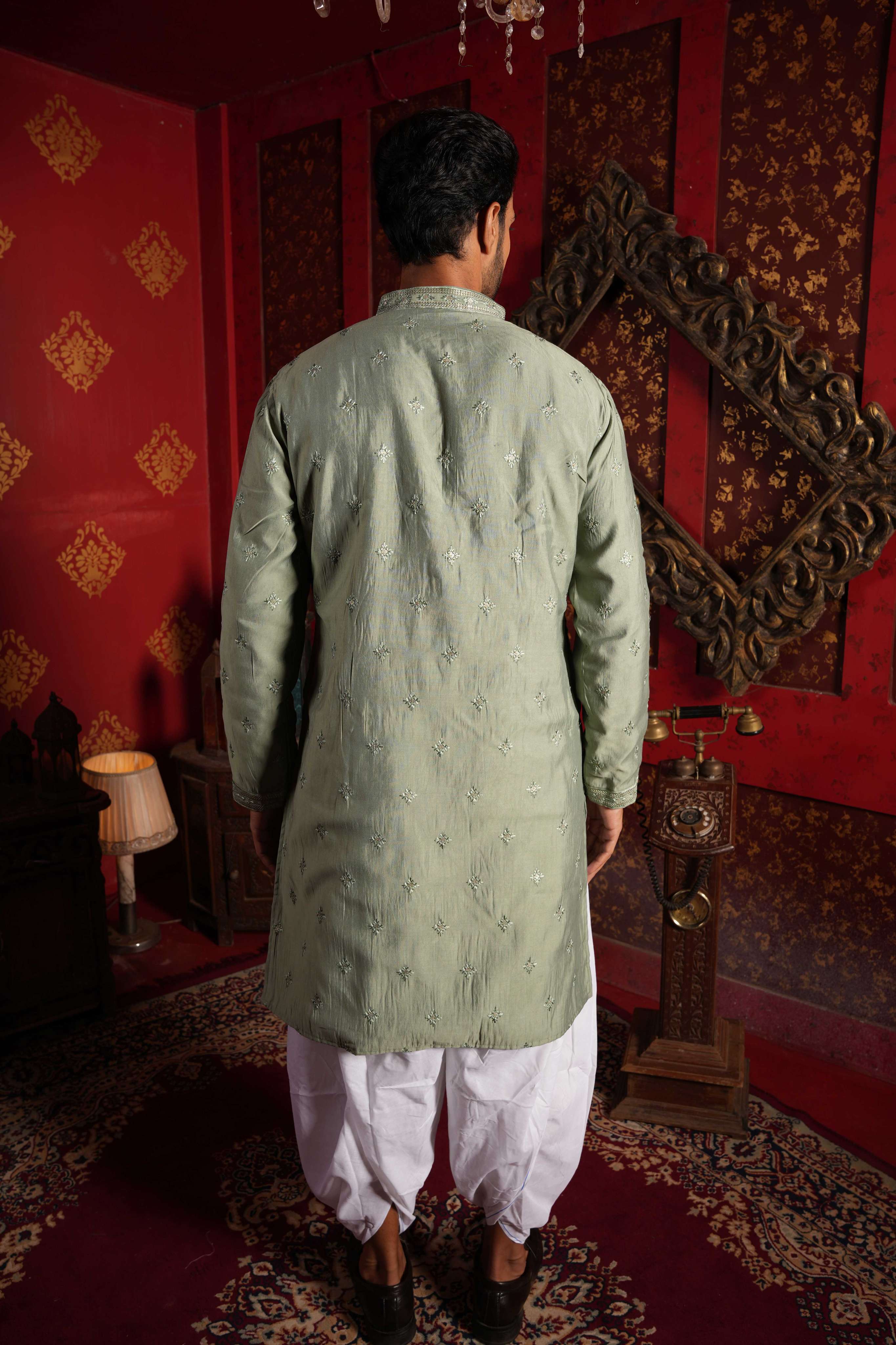 Sage Green Mirror Work Kurta