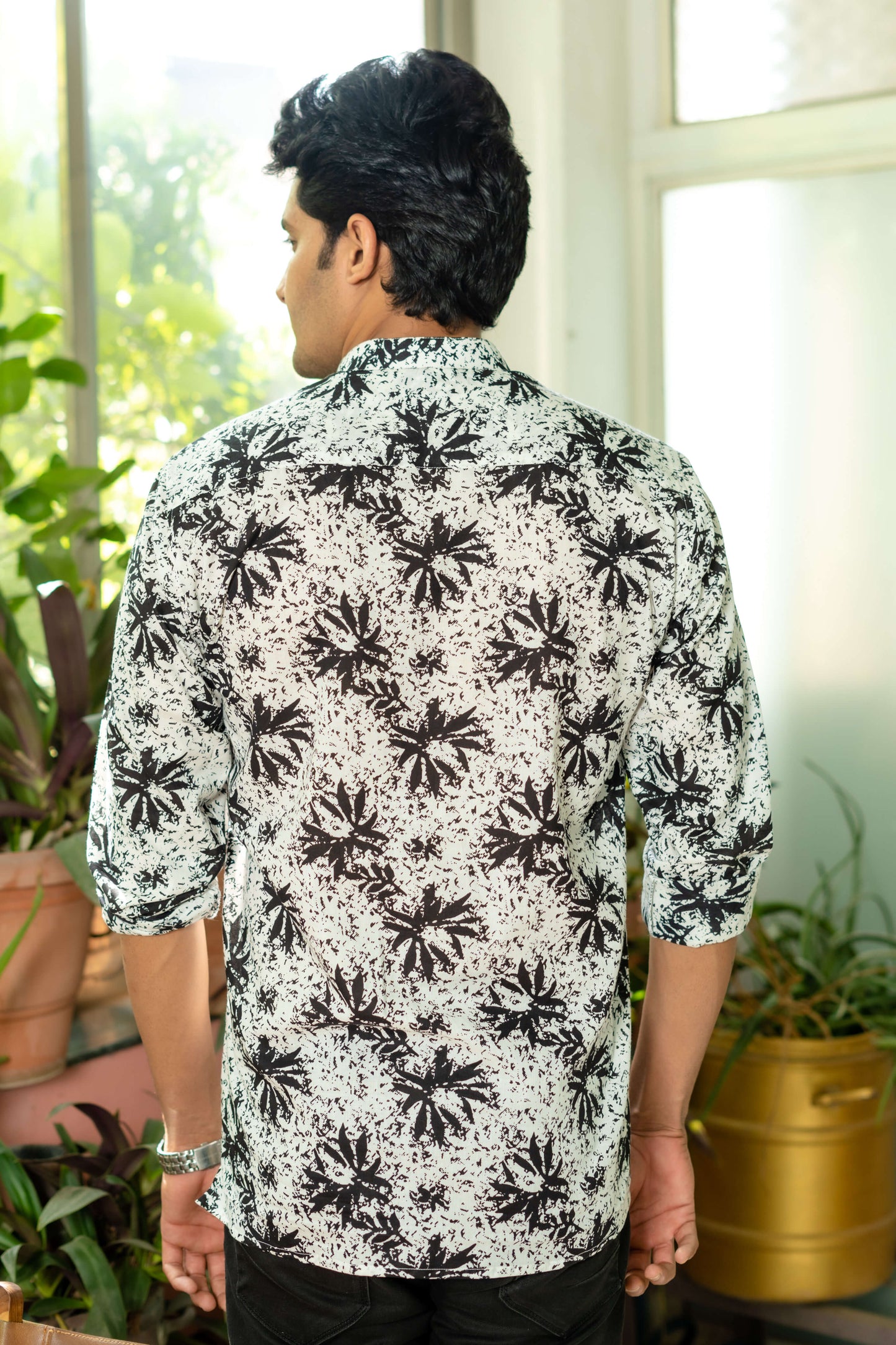 White Short Kurta For Men Back View