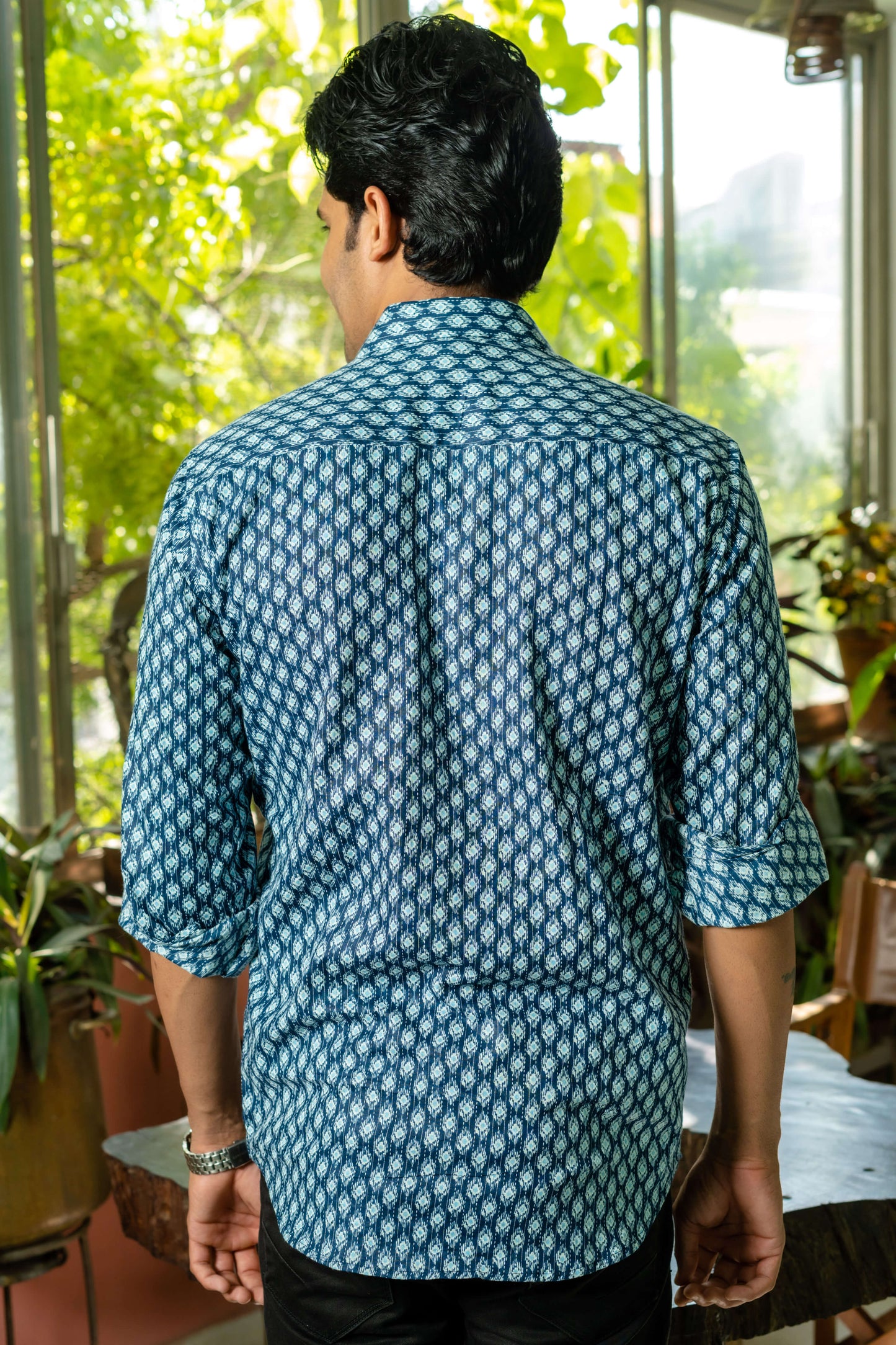 Blue Color Shirt For Men Back View