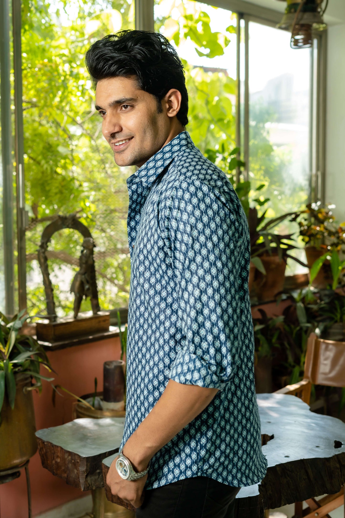 Blue Color Shirt For Men Side View