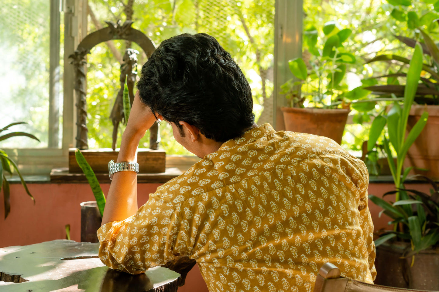 The Mustard Color Short Kurta With White Butti Print