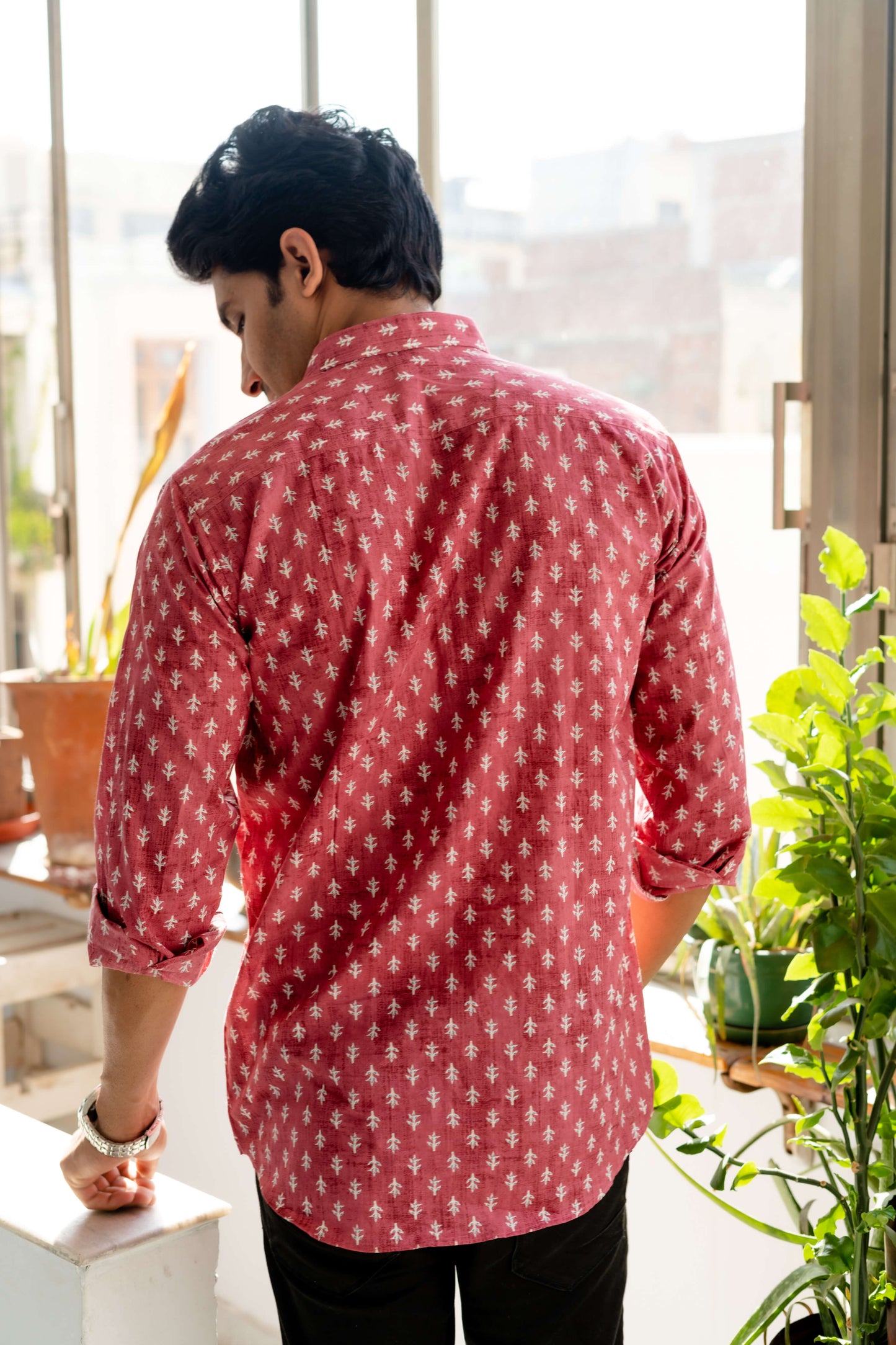 The Pink Shirt With Floral Butti Print