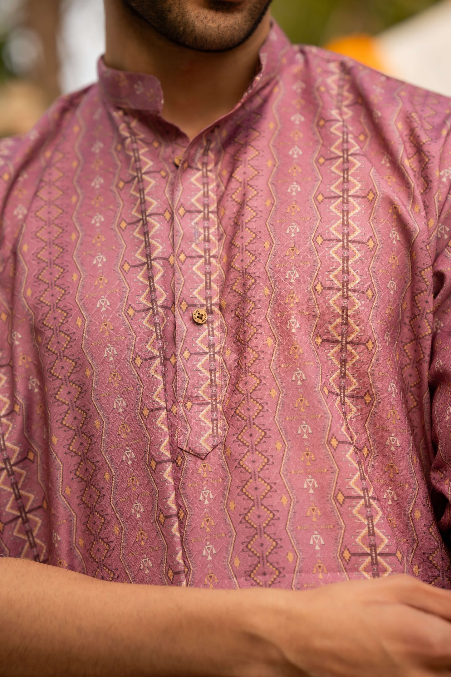 The Punch Pink Long Kurta With Tribal Print