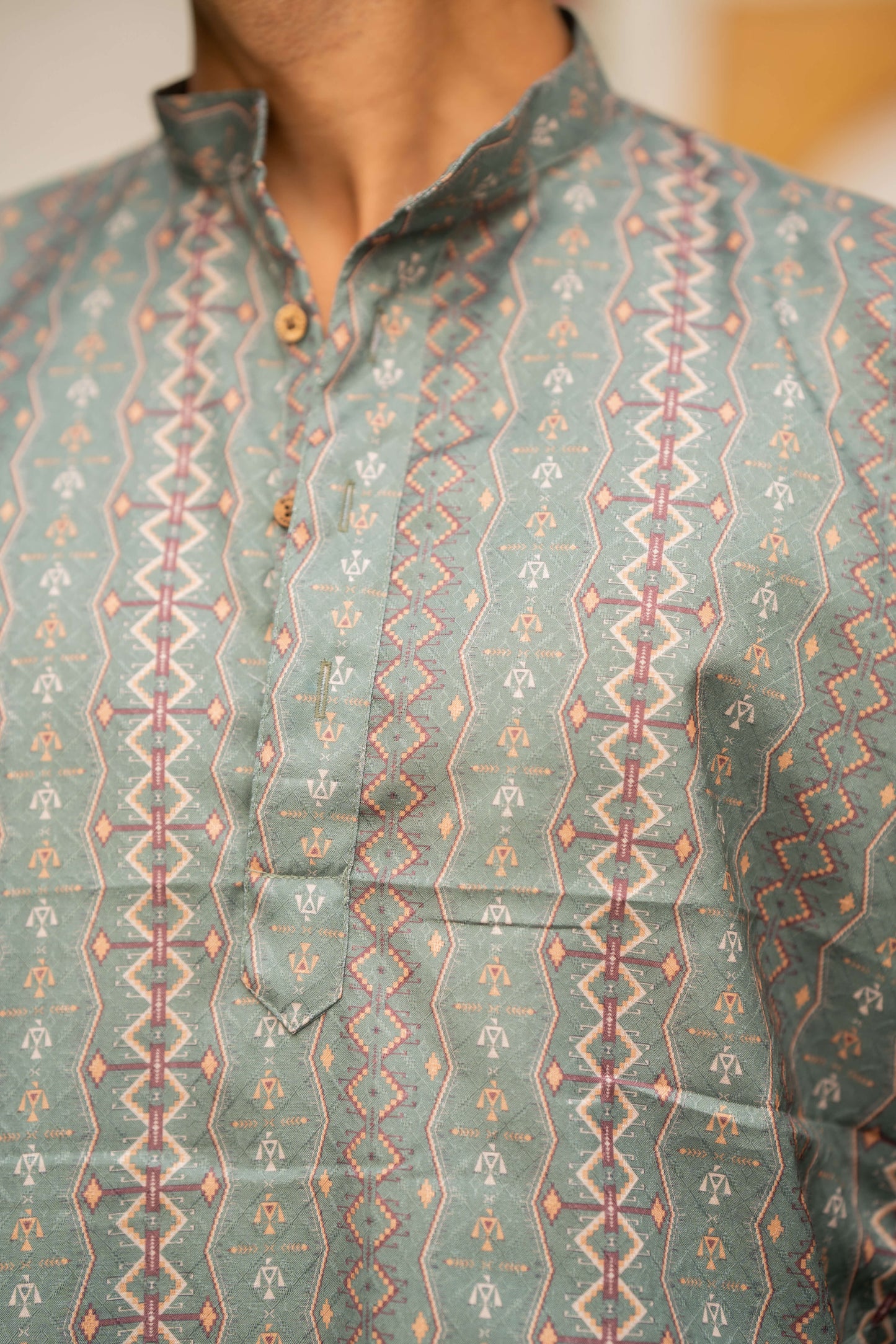 tribal pritn long kurta for men