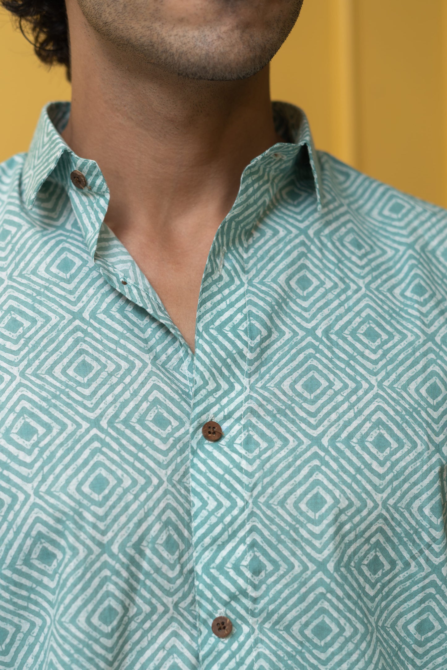 The Pastel Blue And White Geometric Print Shirt