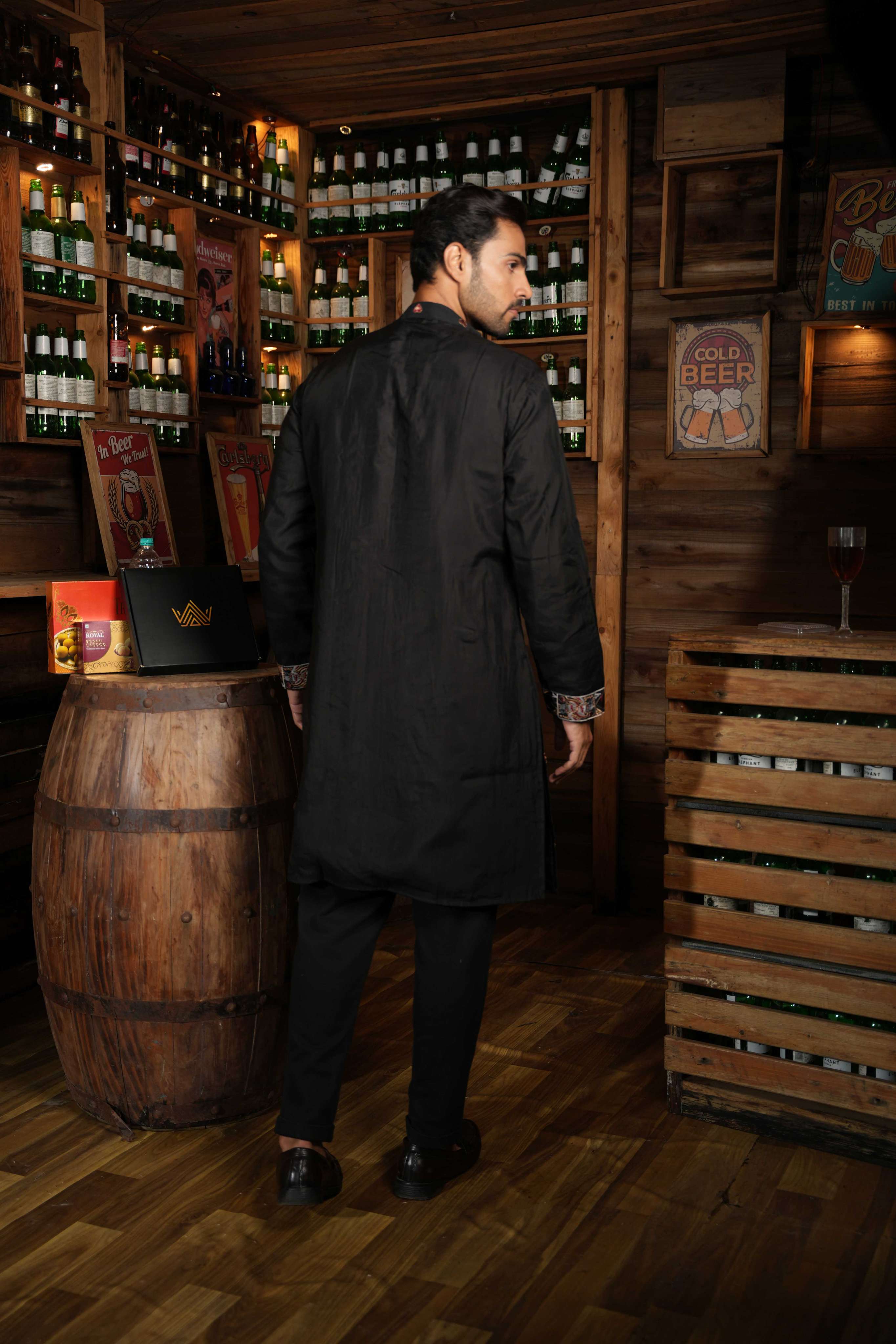 The Black Ace Embroidery Long Kurta