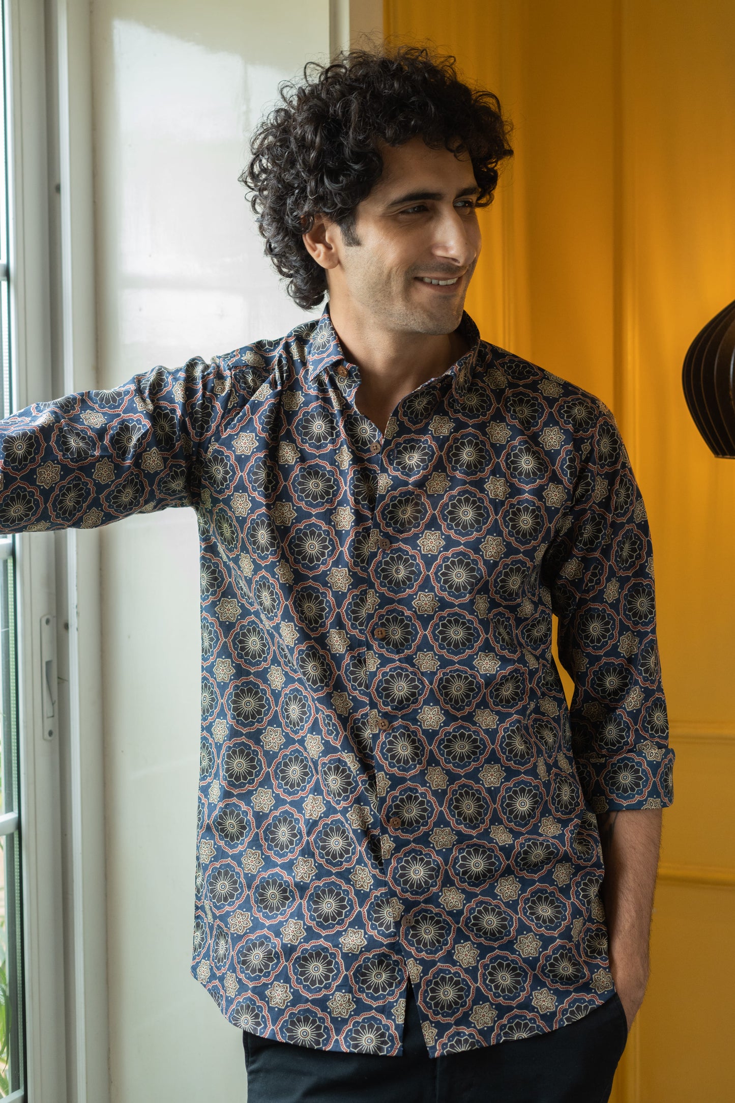 The Blue Ajrak Geometric Print Shirt
