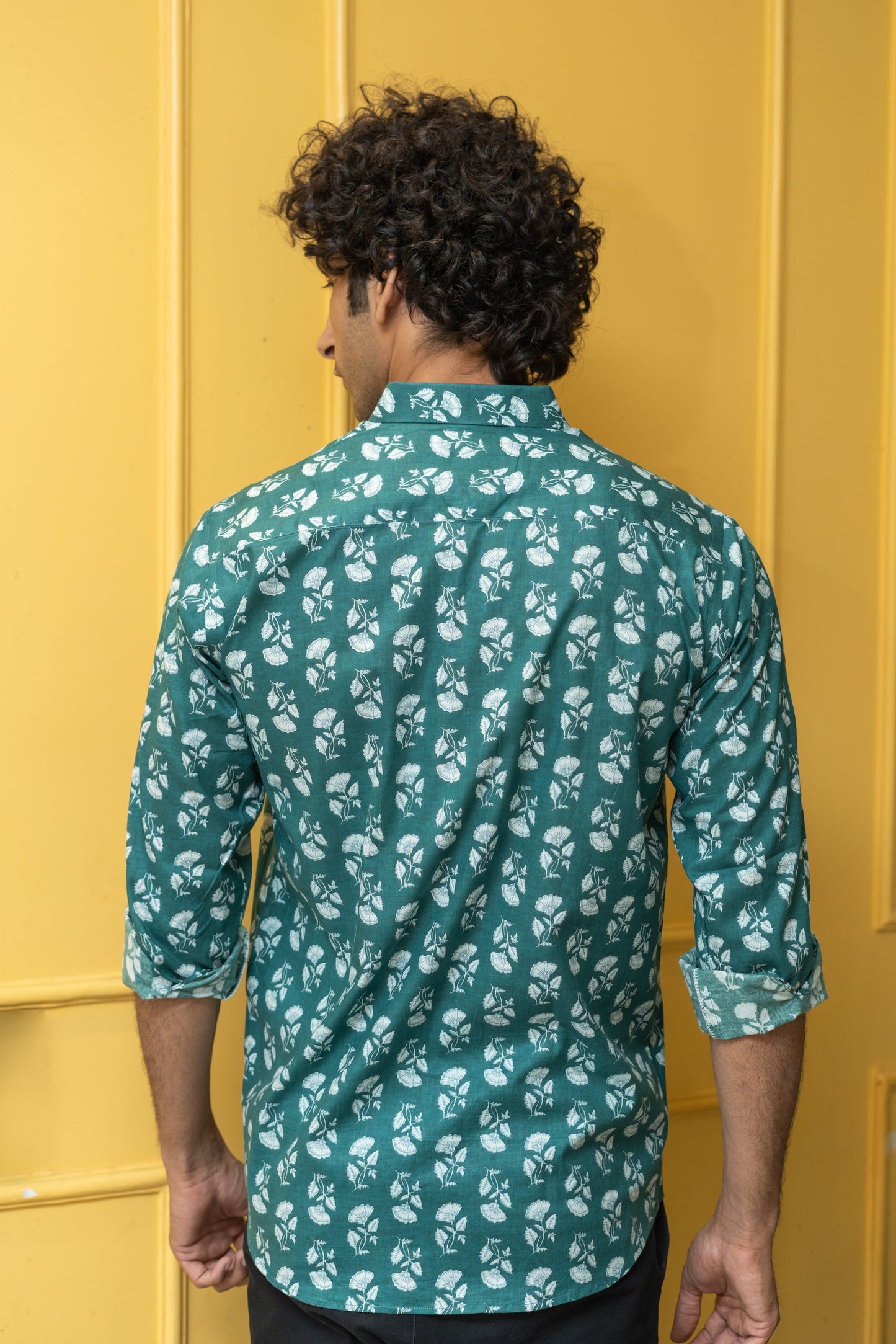 The Emerald Green White Flower Print Shirt