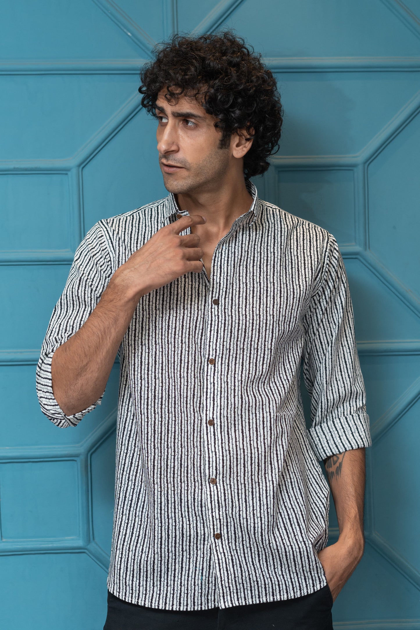 The White And Black Tribal Stripe Print Shirt
