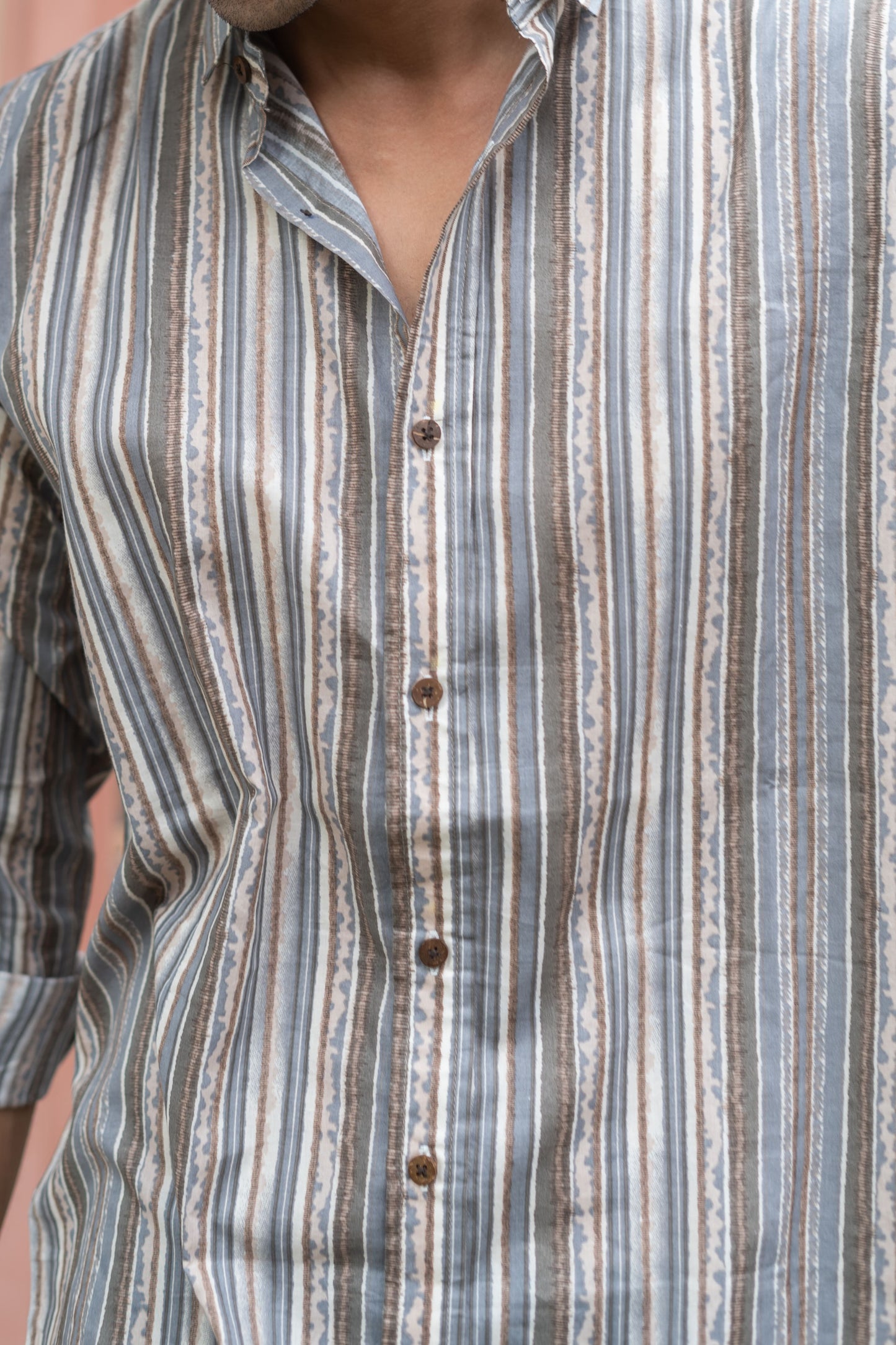 The Beige Tribal Stripe Print Shirt