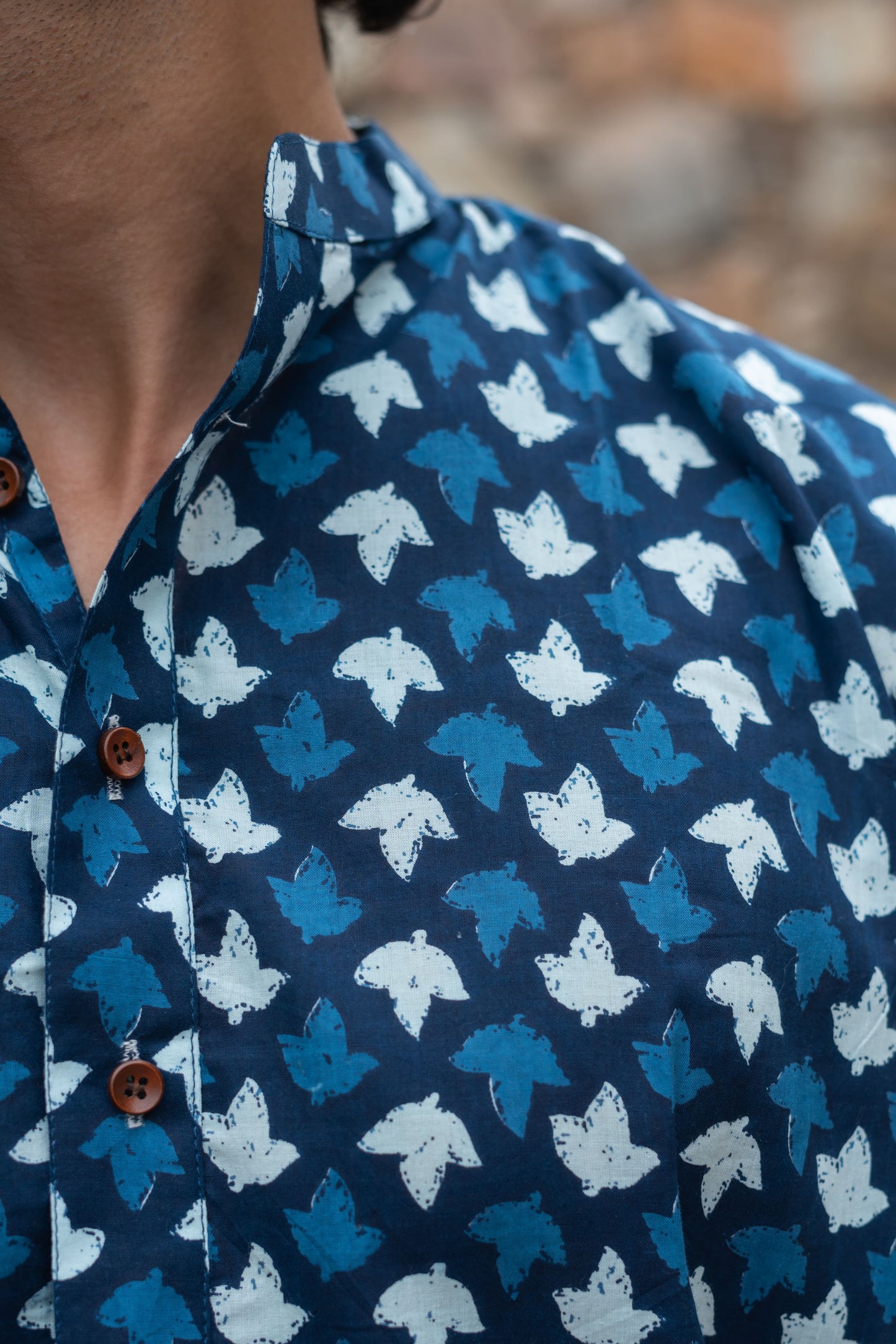 The Indigo Blue Petal Print Short Kurta