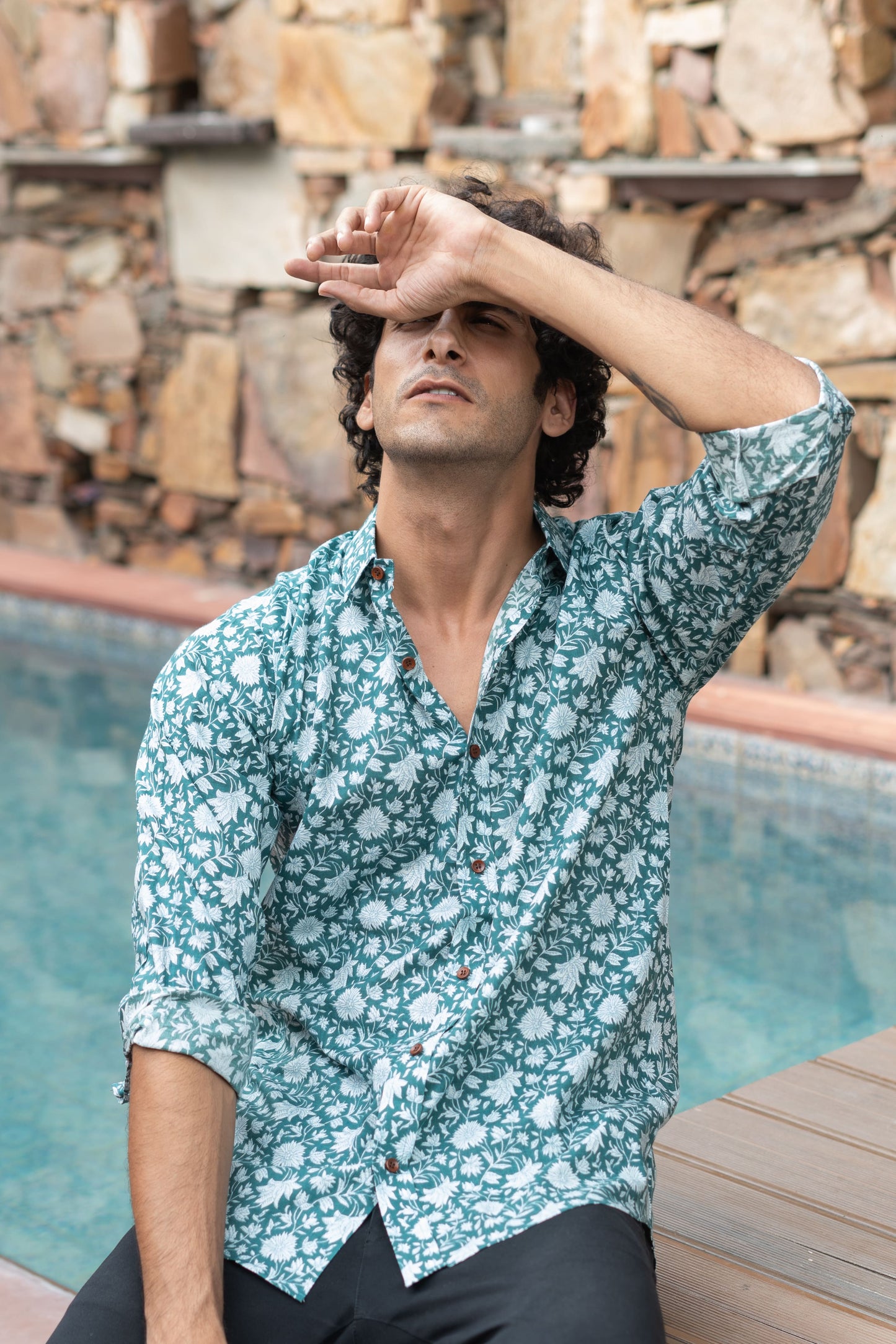 The Emerald Green All-Over Floral Print Shirt