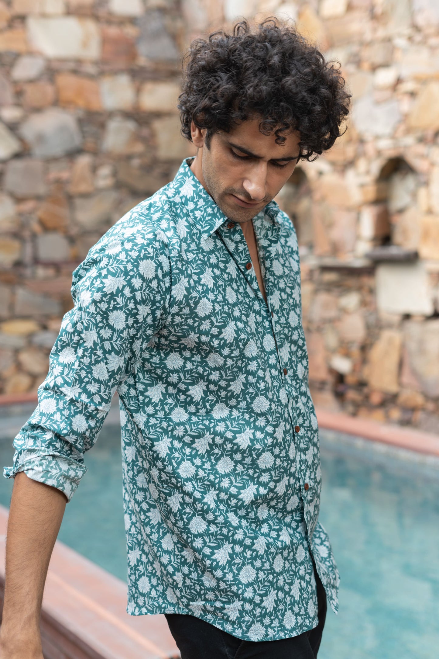 The Emerald Green All-Over Floral Print Shirt