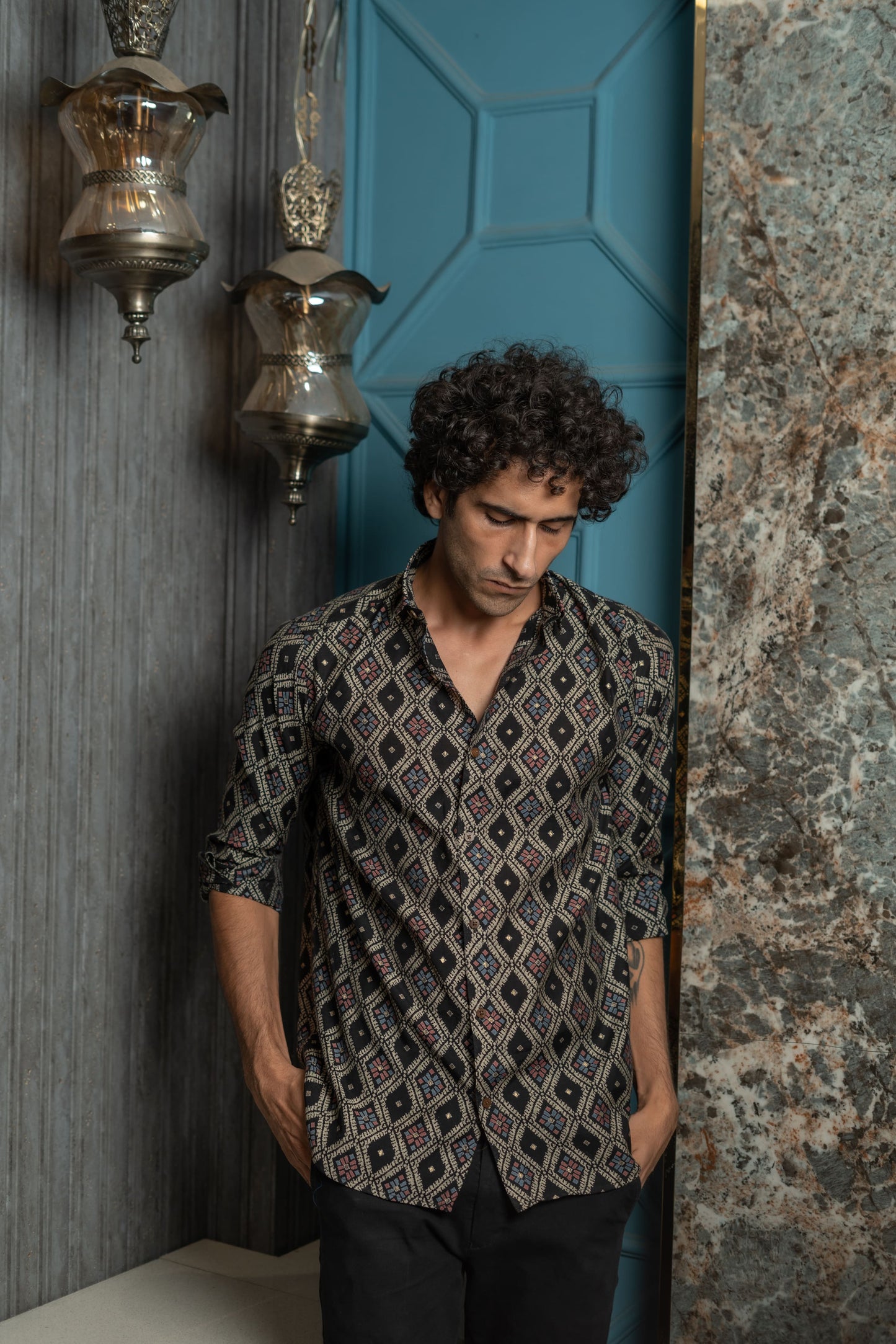 The Classy Black Shirt With Tribal Print