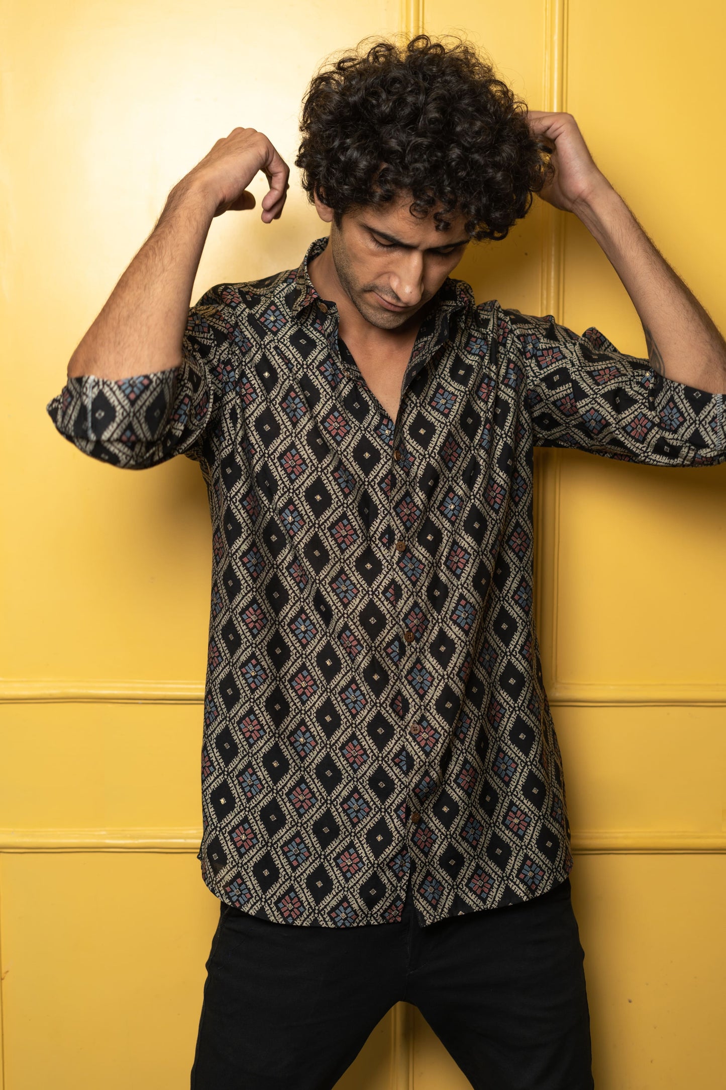 The Classy Black Shirt With Tribal Print