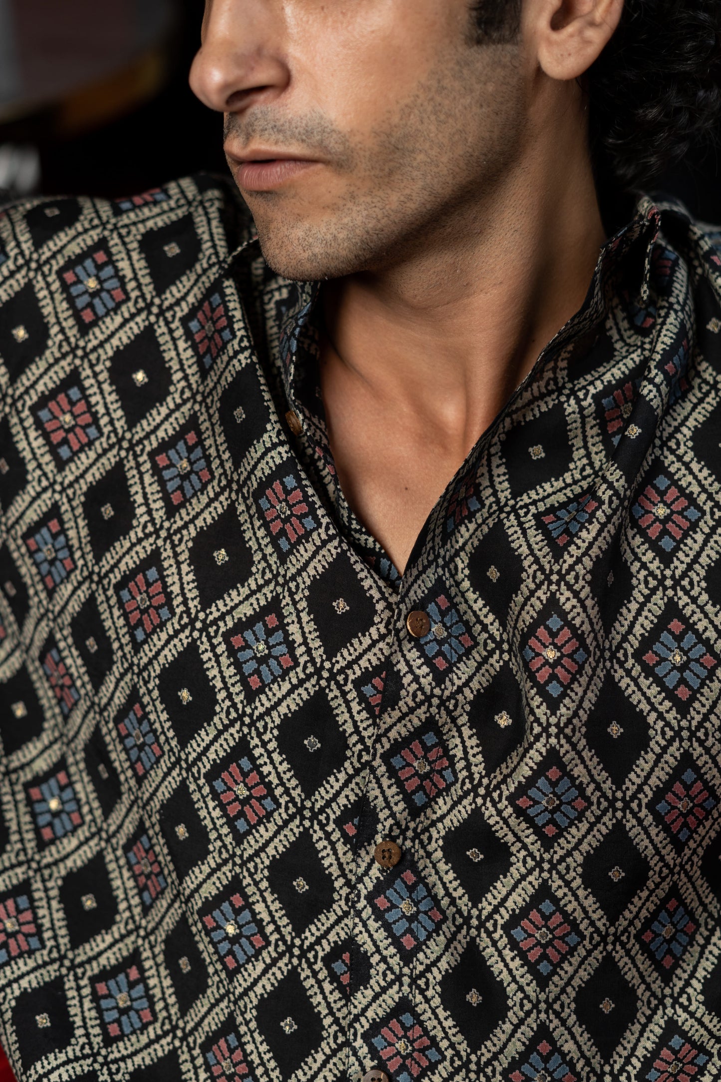 The Classy Black Shirt With Tribal Print