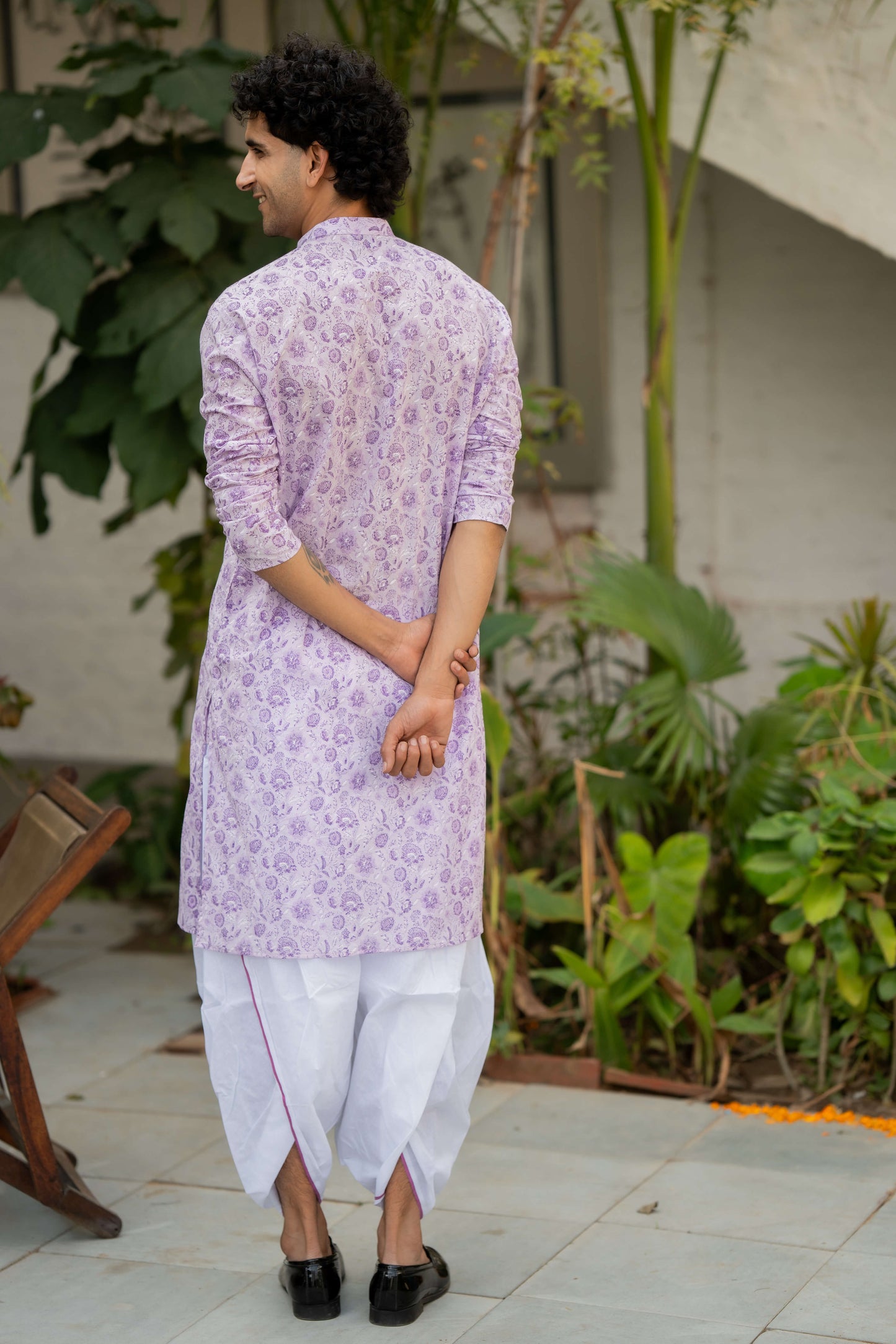 The Lavender Long Kurta with All Over Floral Print