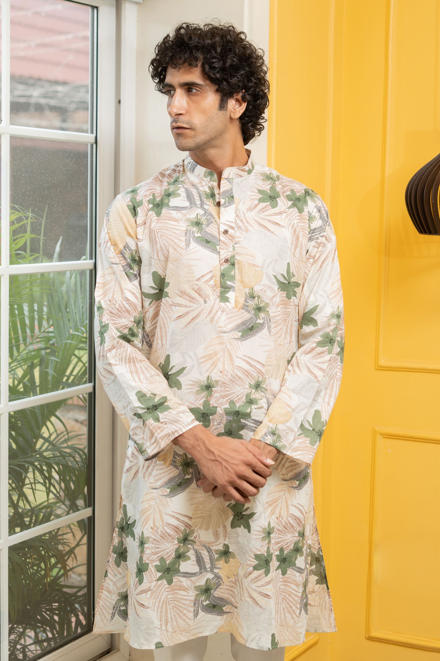 The Tropical Foil Print Long Kurta