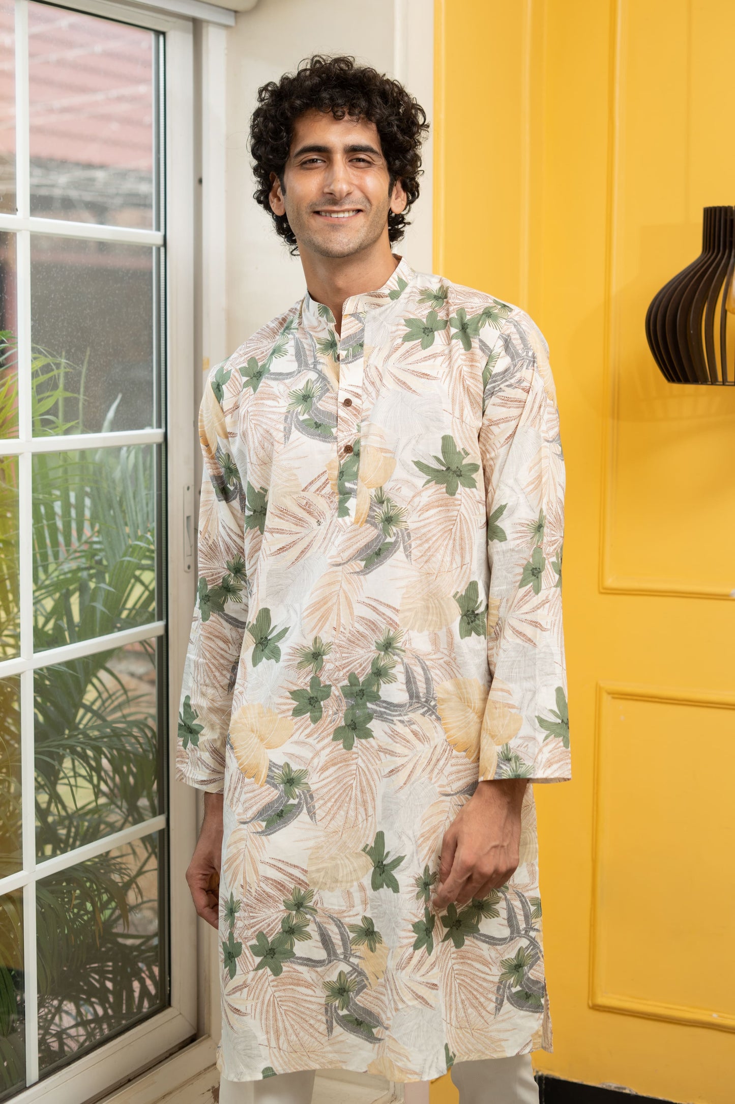 The Tropical Foil Print Long Kurta