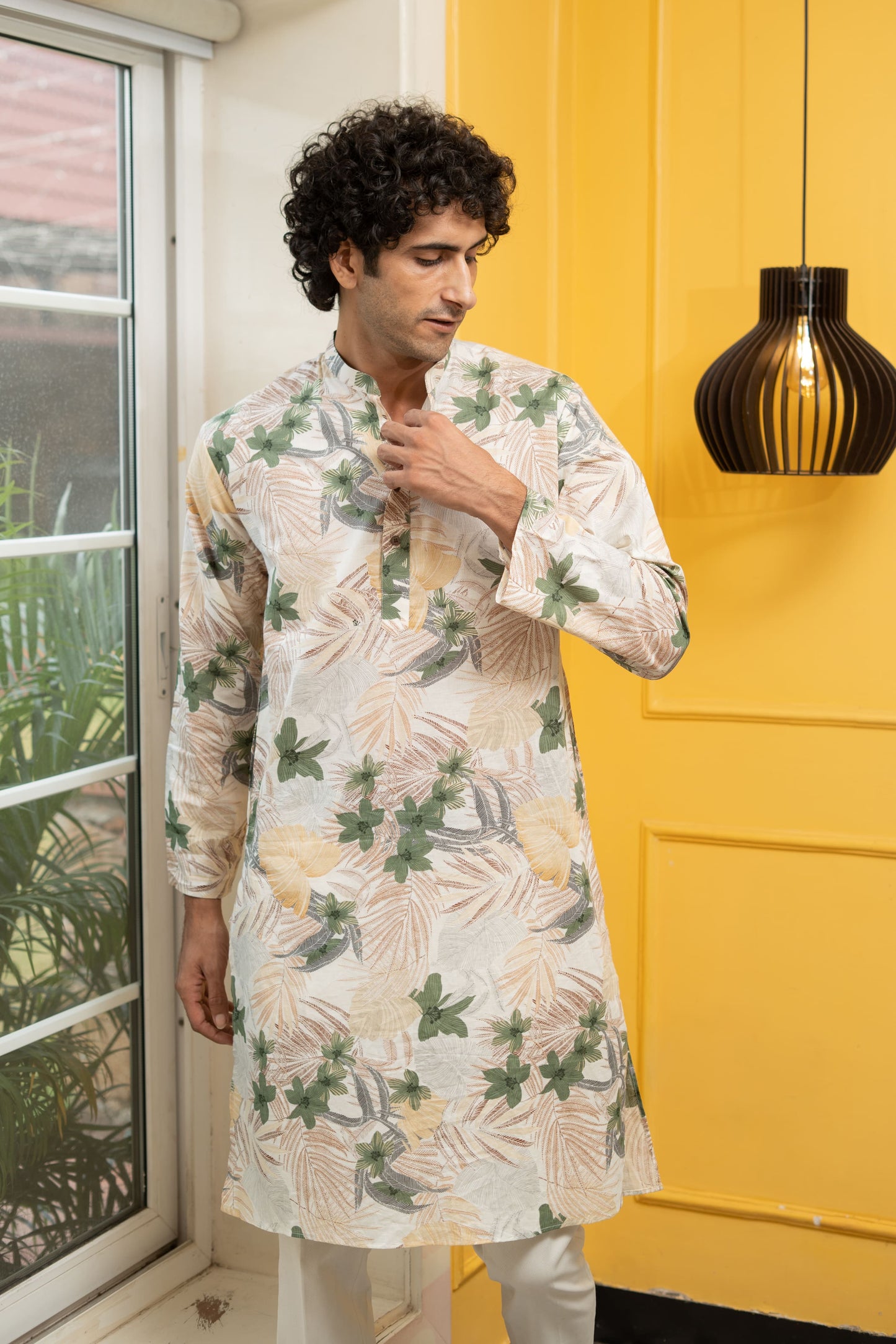 The Tropical Foil Print Long Kurta