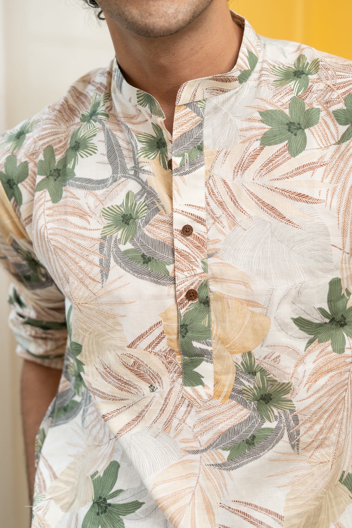 The Tropical Foil Print Long Kurta