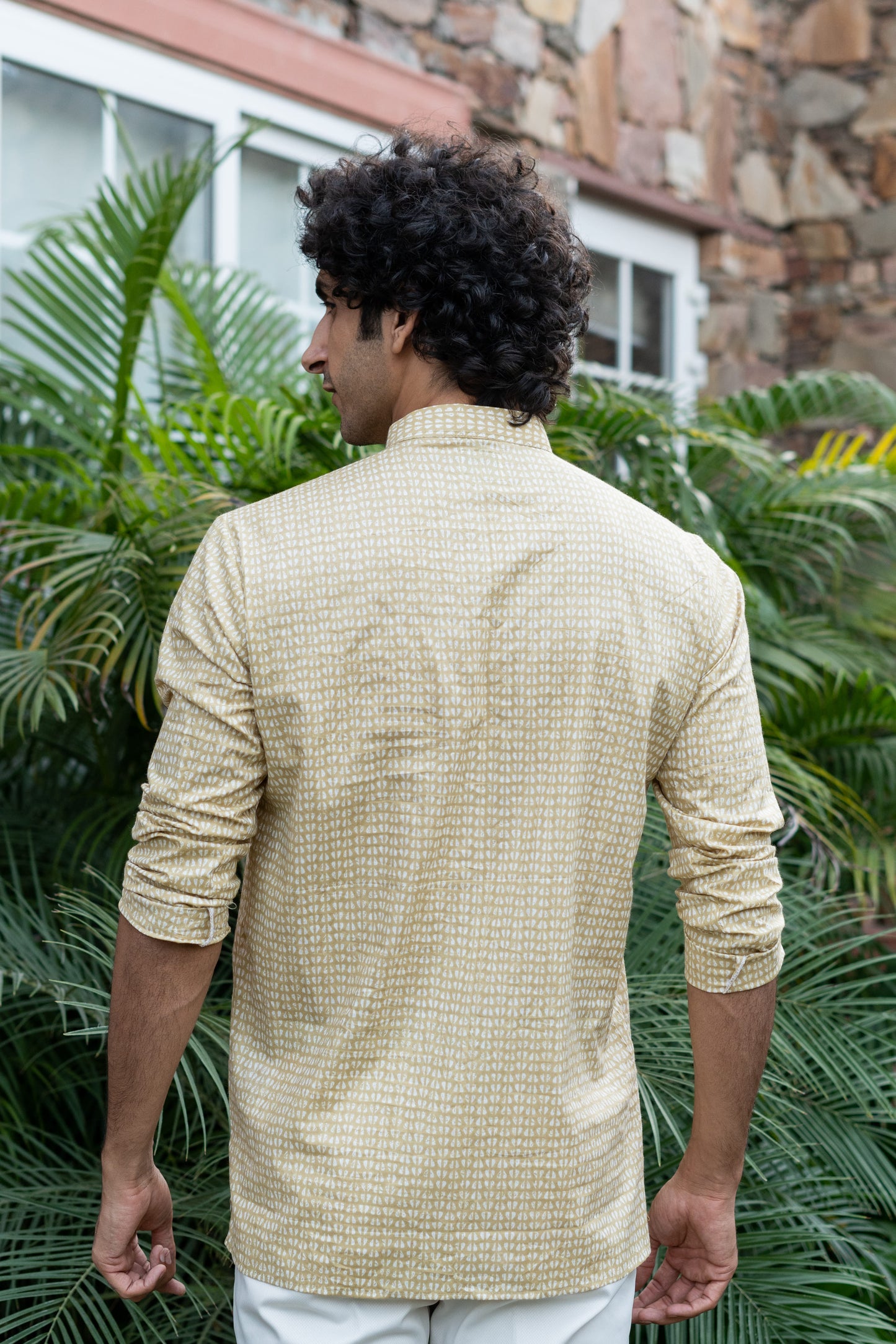 The Light Mustard Tribal Print Short Kurta