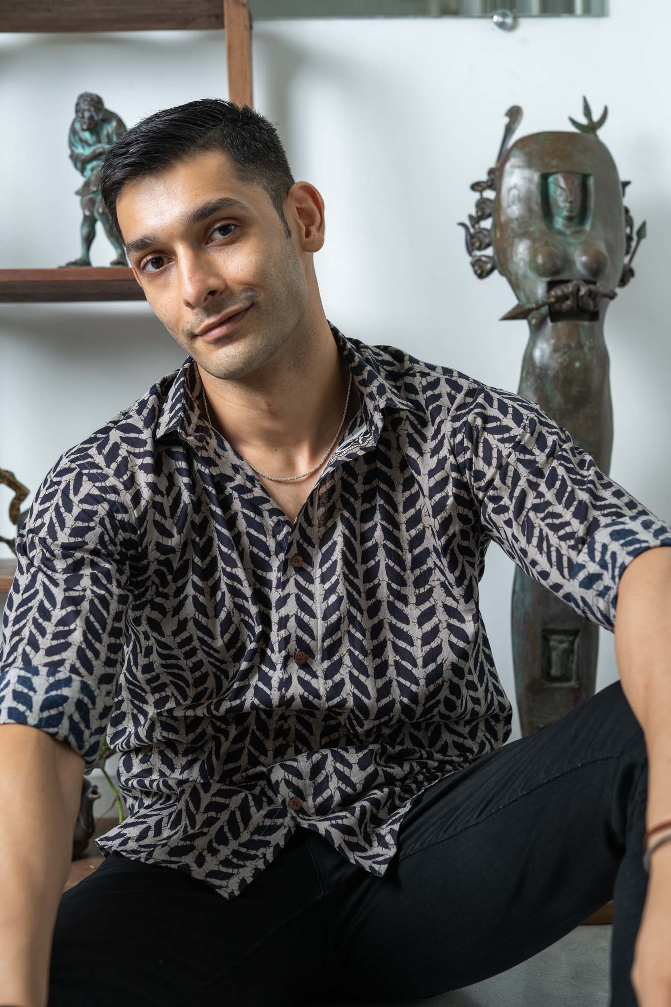 The Black Petal Stripe Print Shirt