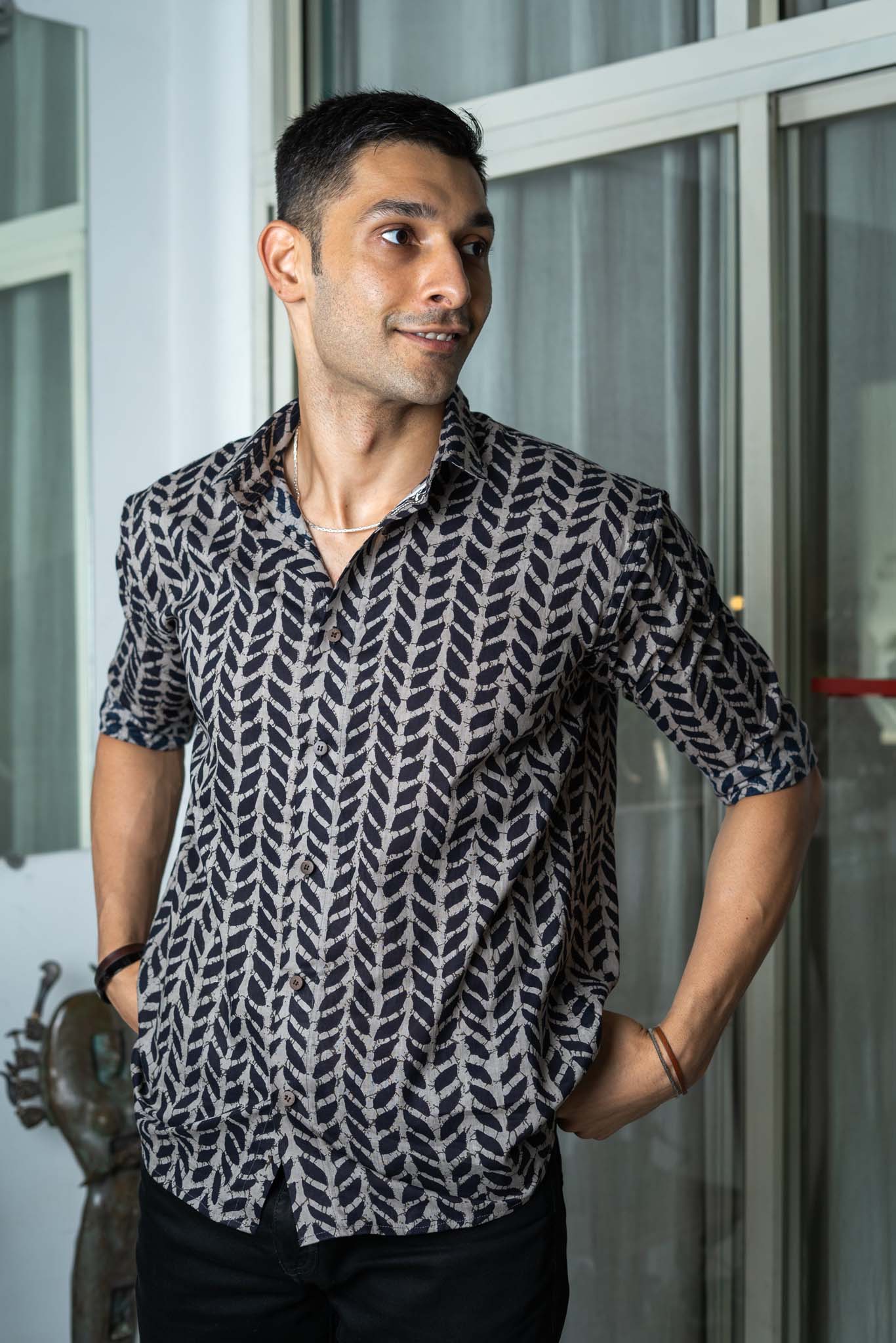 The Black Petal Stripe Print Shirt